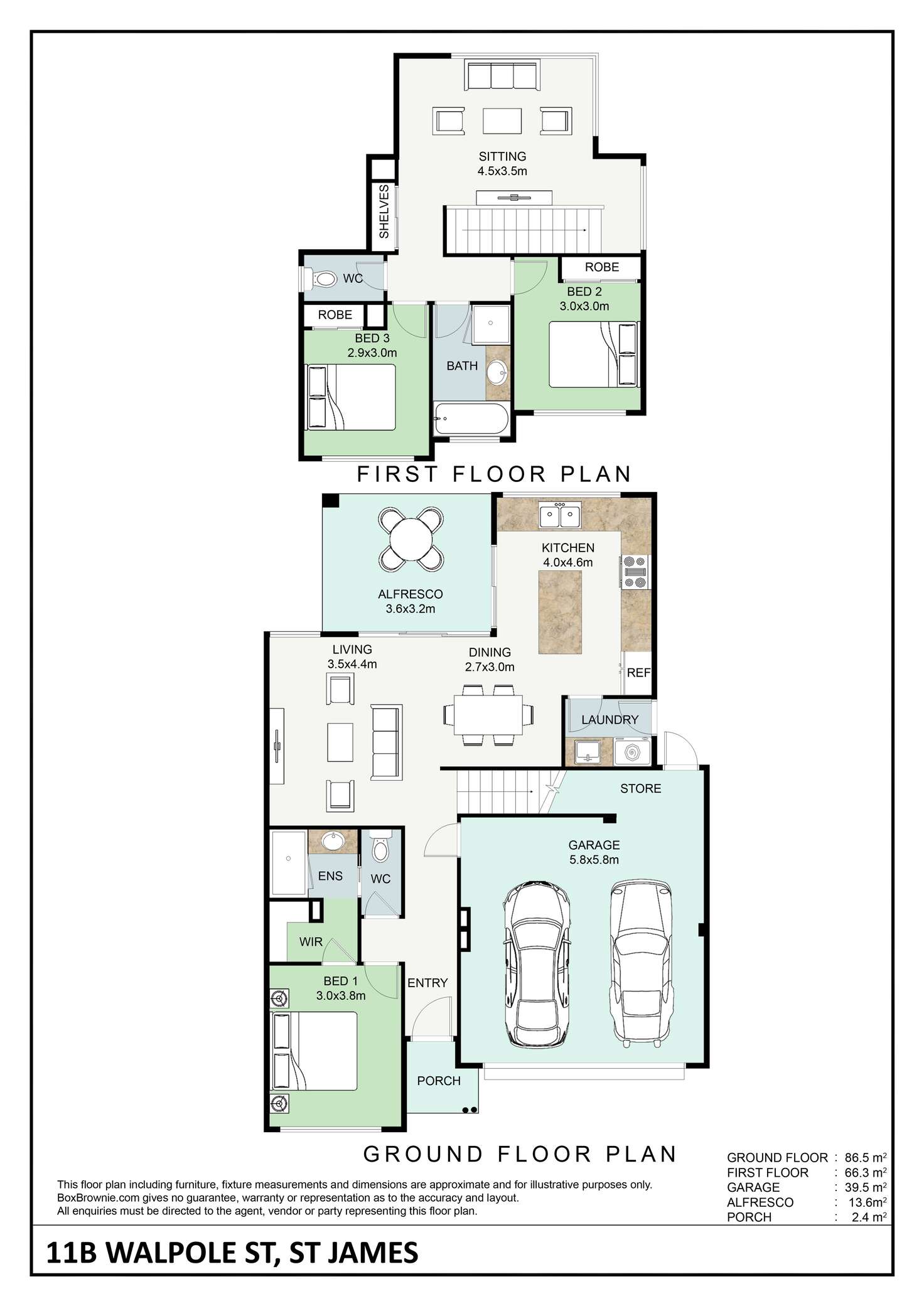 Floorplan of Homely townhouse listing, 11B Walpole Street, St James WA 6102