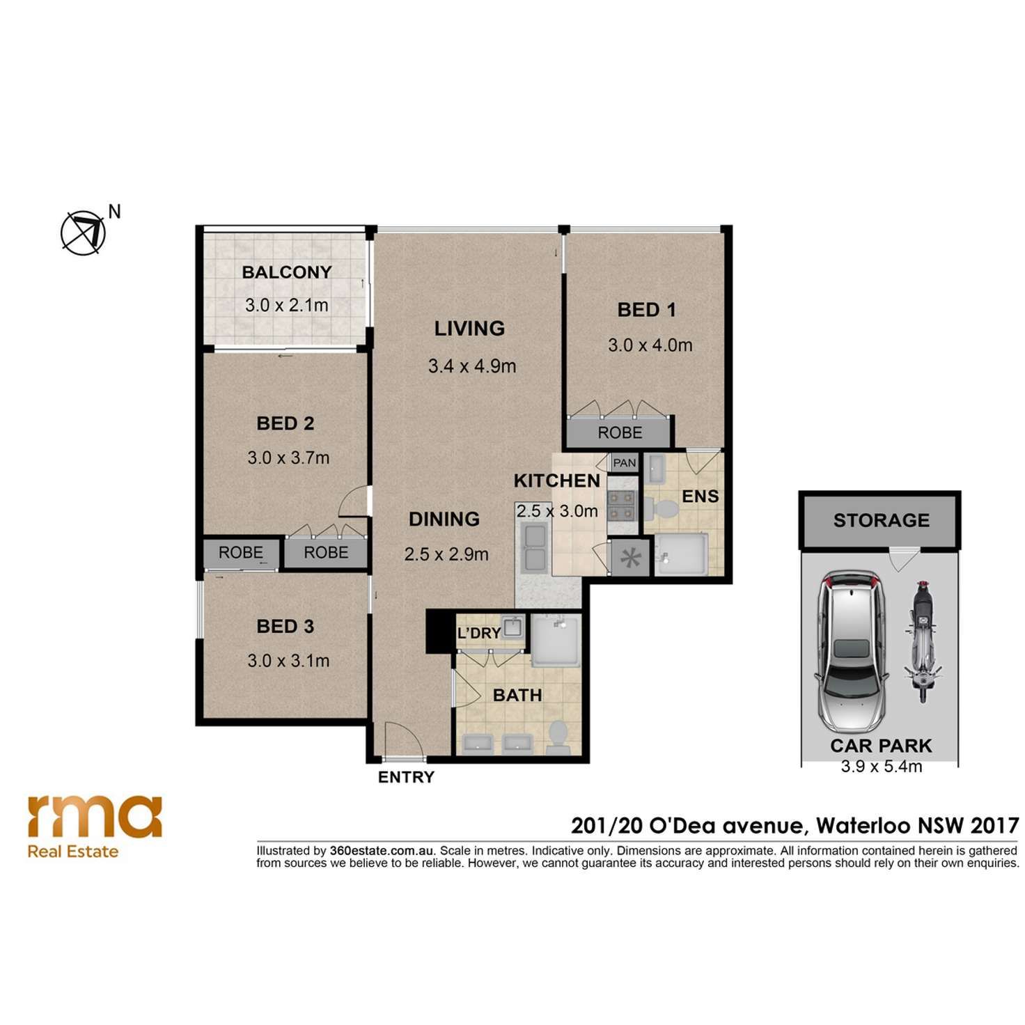 Floorplan of Homely apartment listing, B201/20 O'Dea Avenue, Waterloo NSW 2017