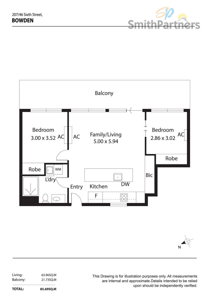 Floorplan of Homely apartment listing, 207/46 Sixth Street, Bowden SA 5007