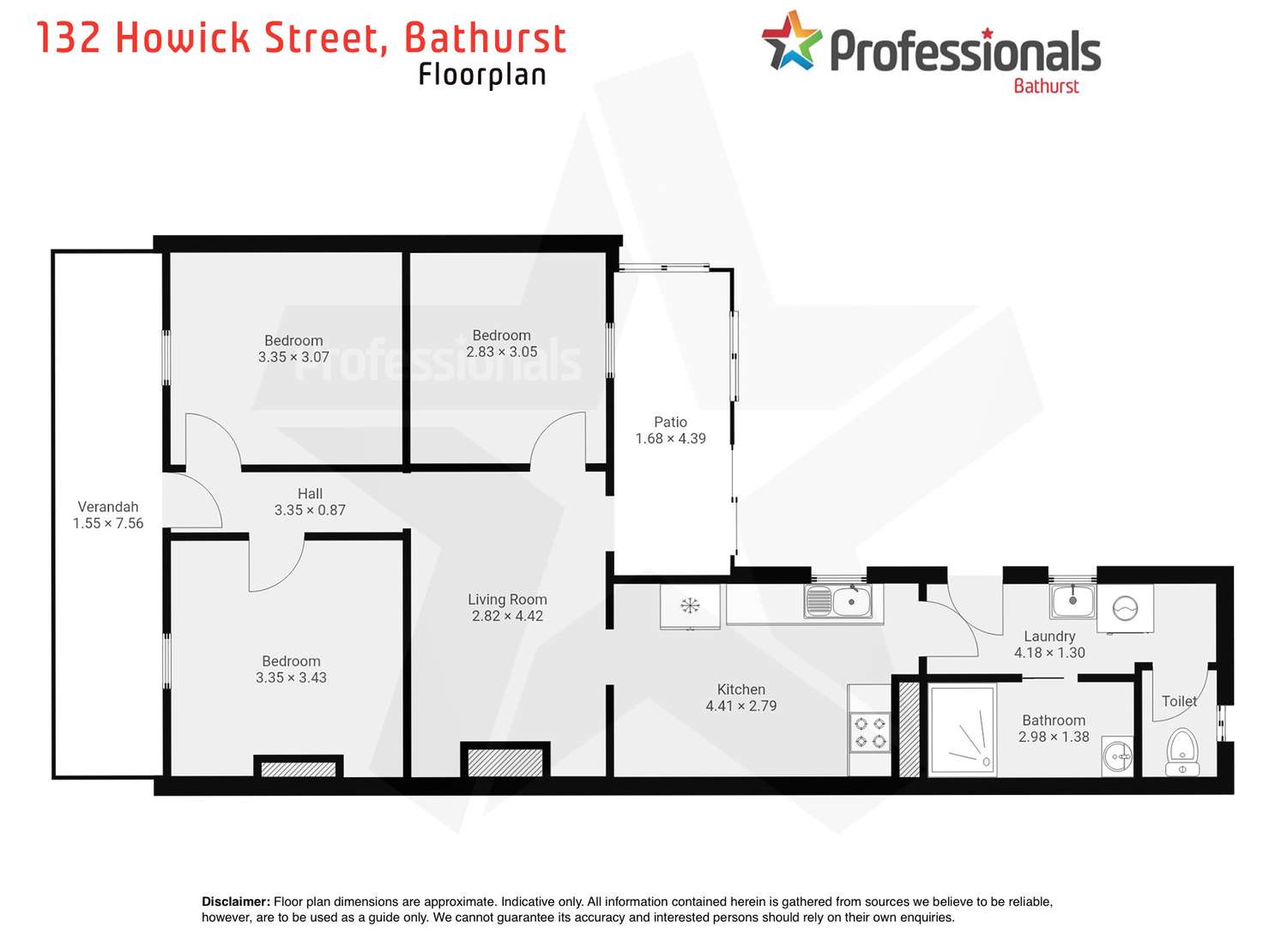 Floorplan of Homely semiDetached listing, 132 Howick Street, Bathurst NSW 2795