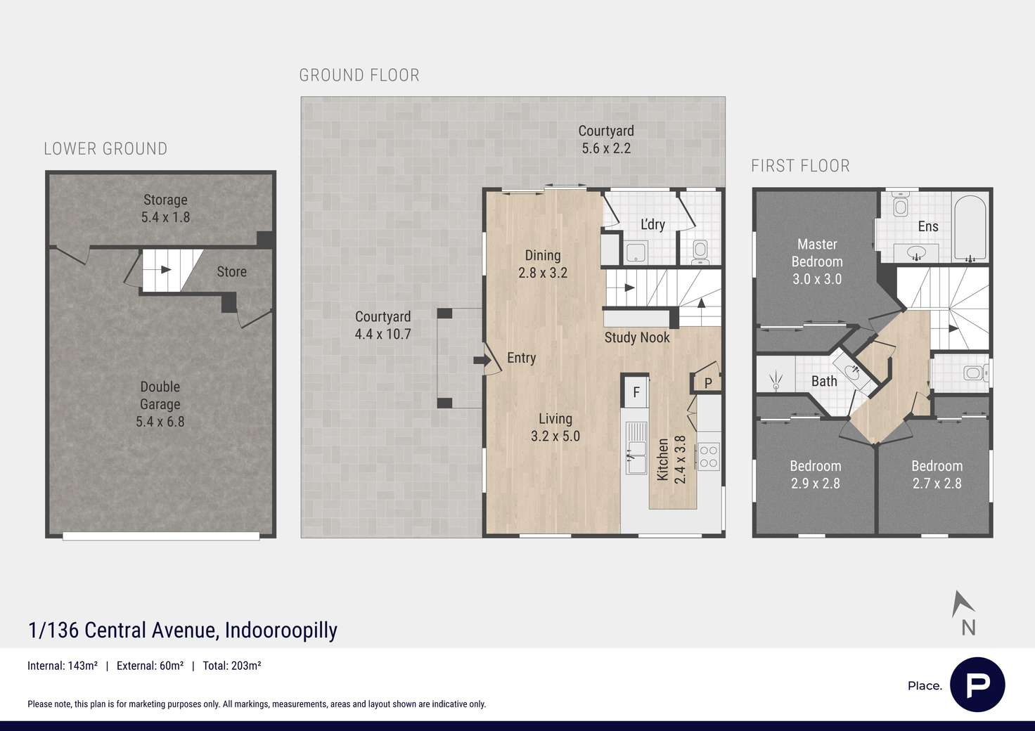 Floorplan of Homely townhouse listing, 1/136 Central Avenue, Indooroopilly QLD 4068