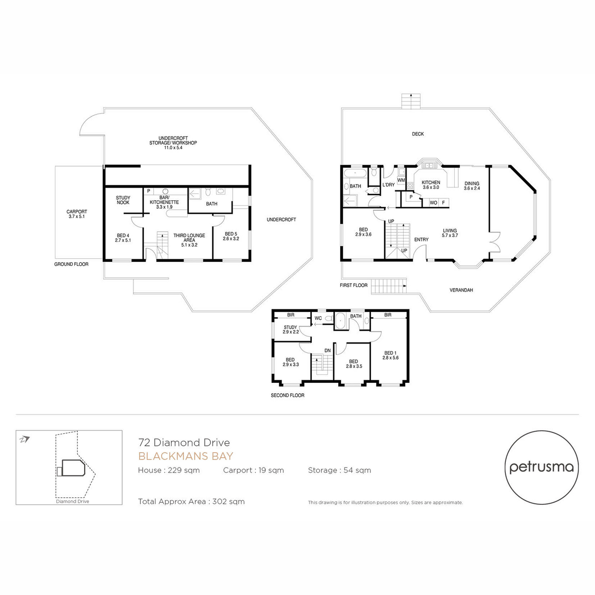 Floorplan of Homely house listing, 72 Diamond Drive, Blackmans Bay TAS 7052