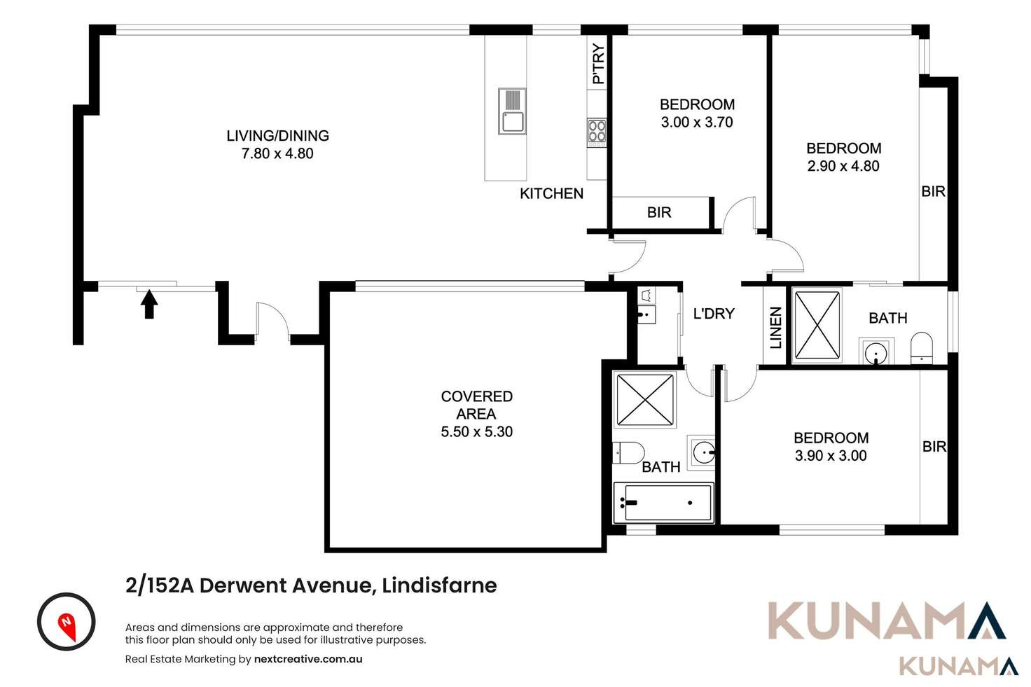 Floorplan of Homely unit listing, 2/152A Derwent Avenue, Lindisfarne TAS 7015