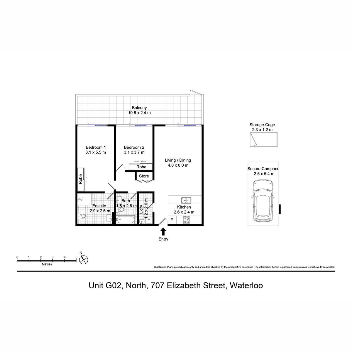 Floorplan of Homely apartment listing, G02/707 Elizabeth Street, Waterloo NSW 2017