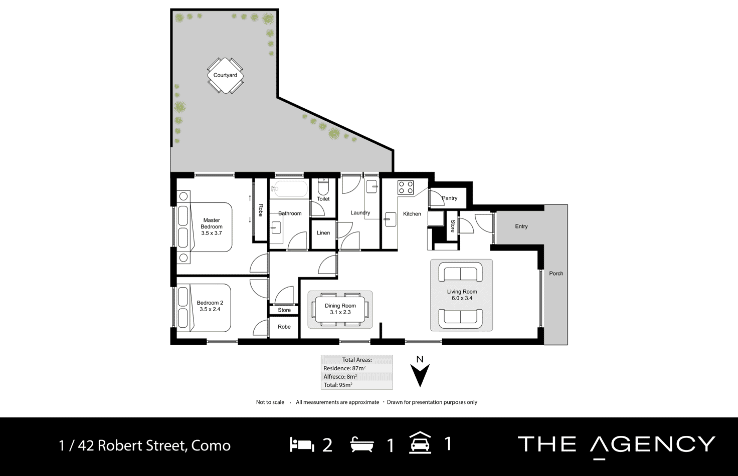 Floorplan of Homely villa listing, 1/42 Robert Street, Como WA 6152
