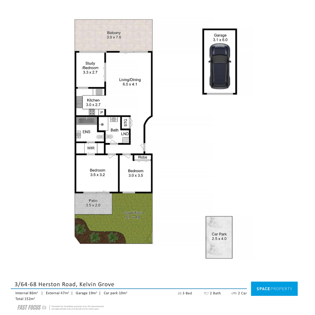 Floorplan of Homely apartment listing, 3/64-68 Herston Road, Kelvin Grove QLD 4059
