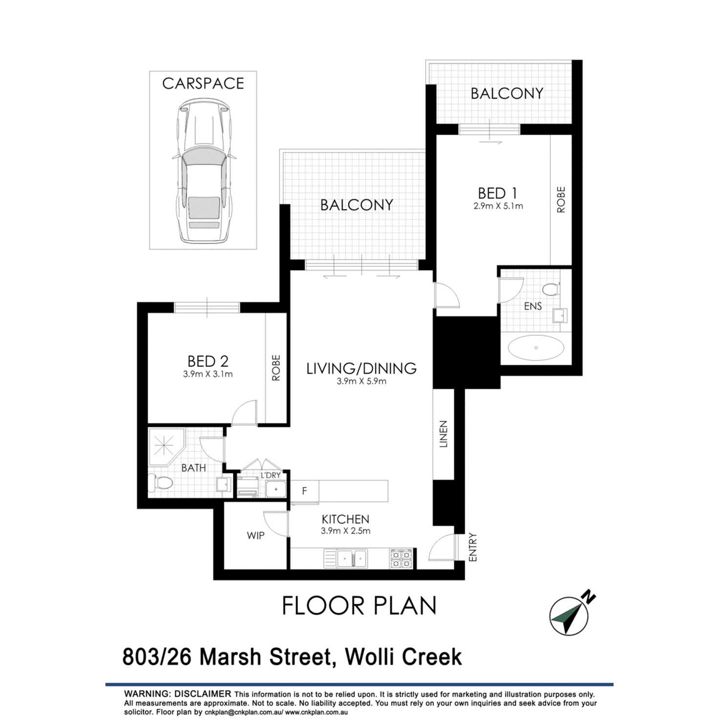 Floorplan of Homely unit listing, 803/26-32 Marsh Street, Wolli Creek NSW 2205