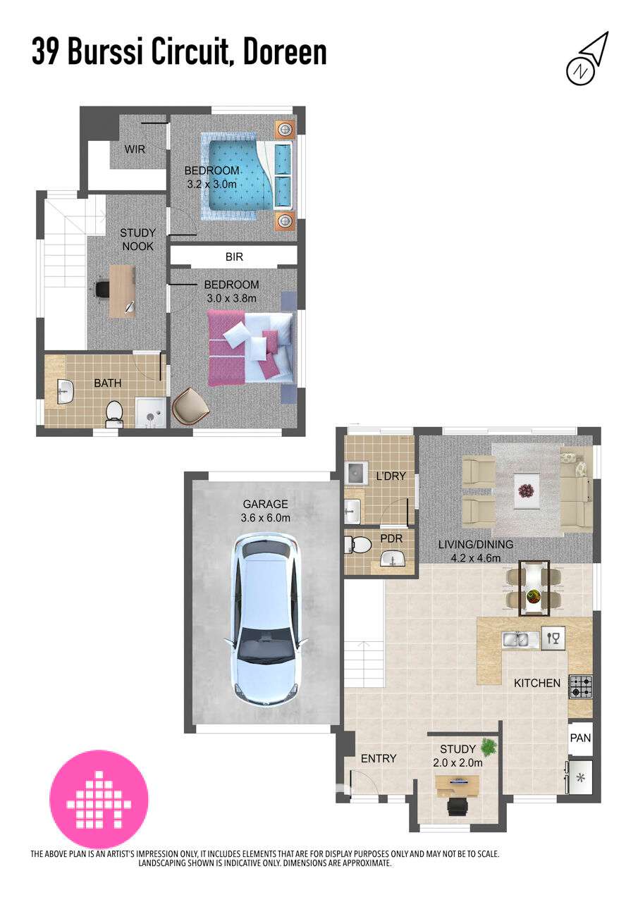 Floorplan of Homely townhouse listing, 39 Burssi Circuit, Doreen VIC 3754