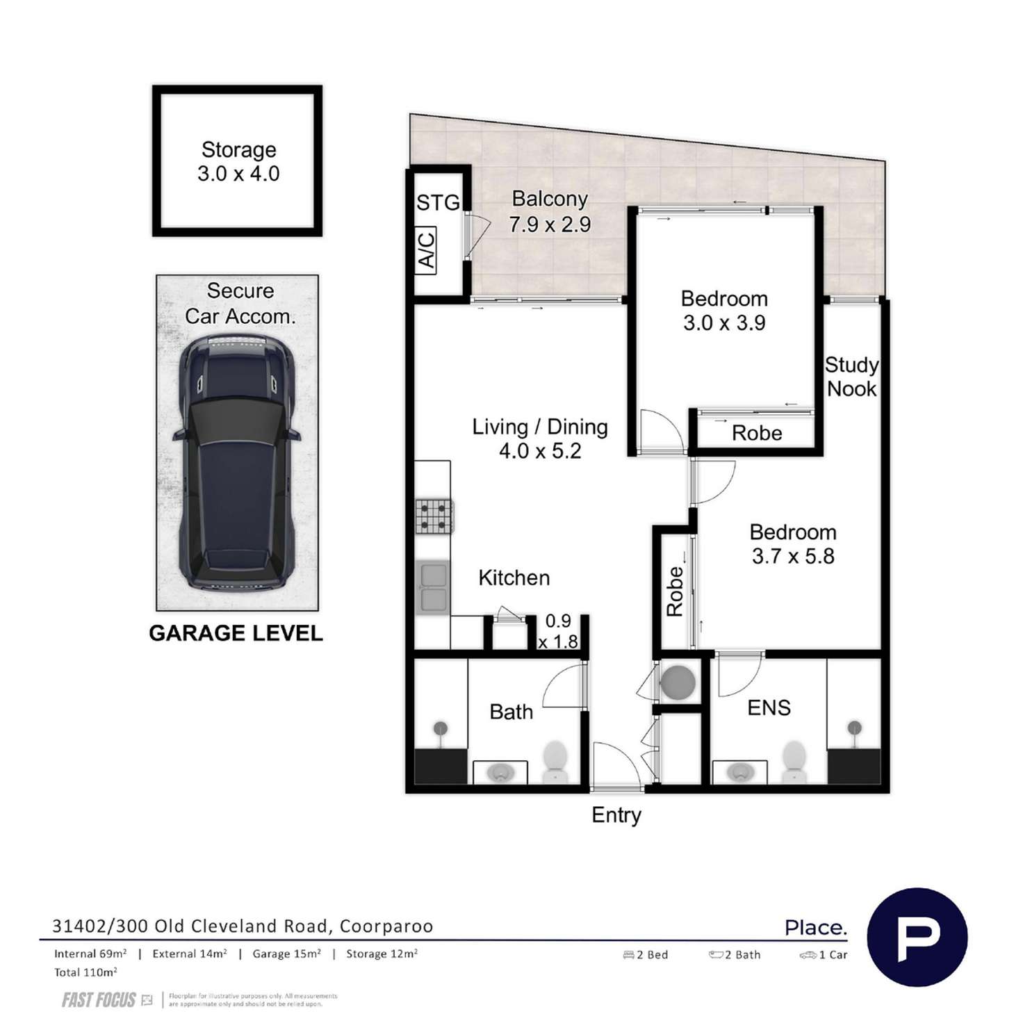 Floorplan of Homely apartment listing, 31402/300 Old Cleveland Road, Coorparoo QLD 4151