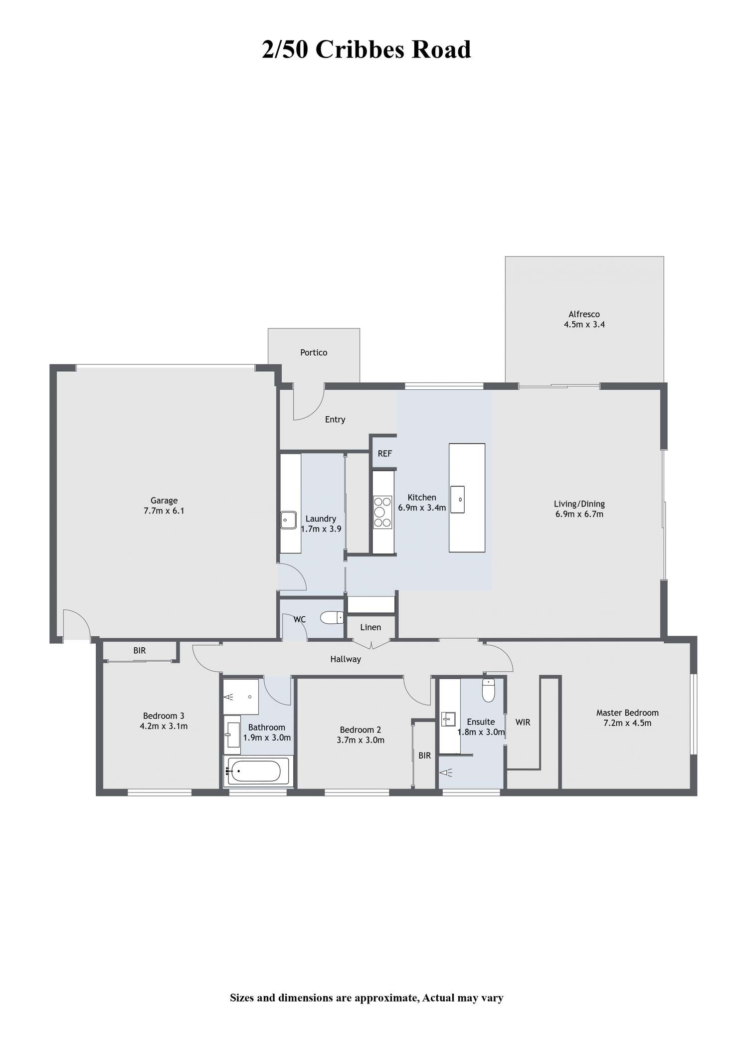 Floorplan of Homely townhouse listing, 2/50 Cribbes Road, Wangaratta VIC 3677