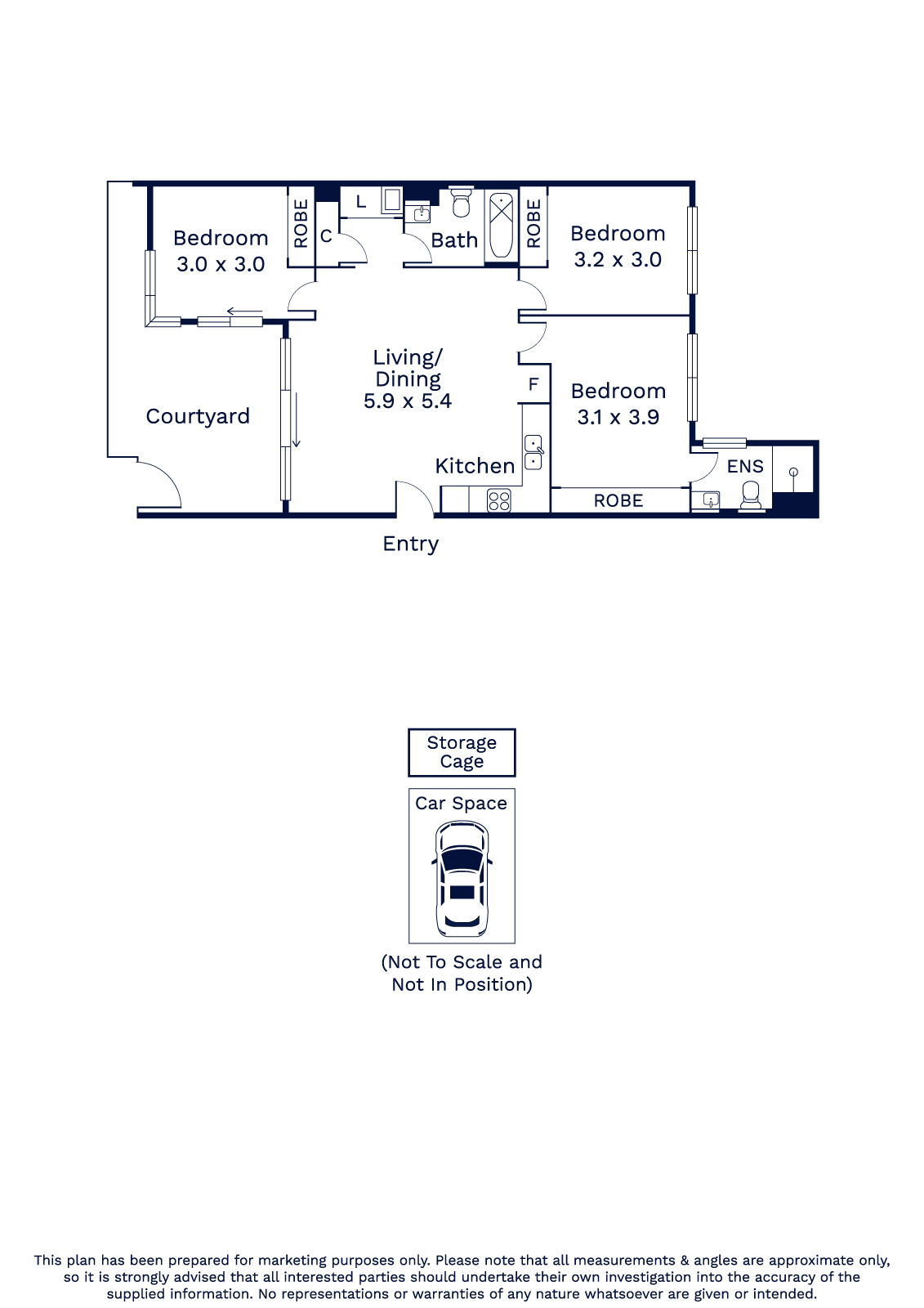 Floorplan of Homely apartment listing, 108/77 Hobsons Road, Kensington VIC 3031