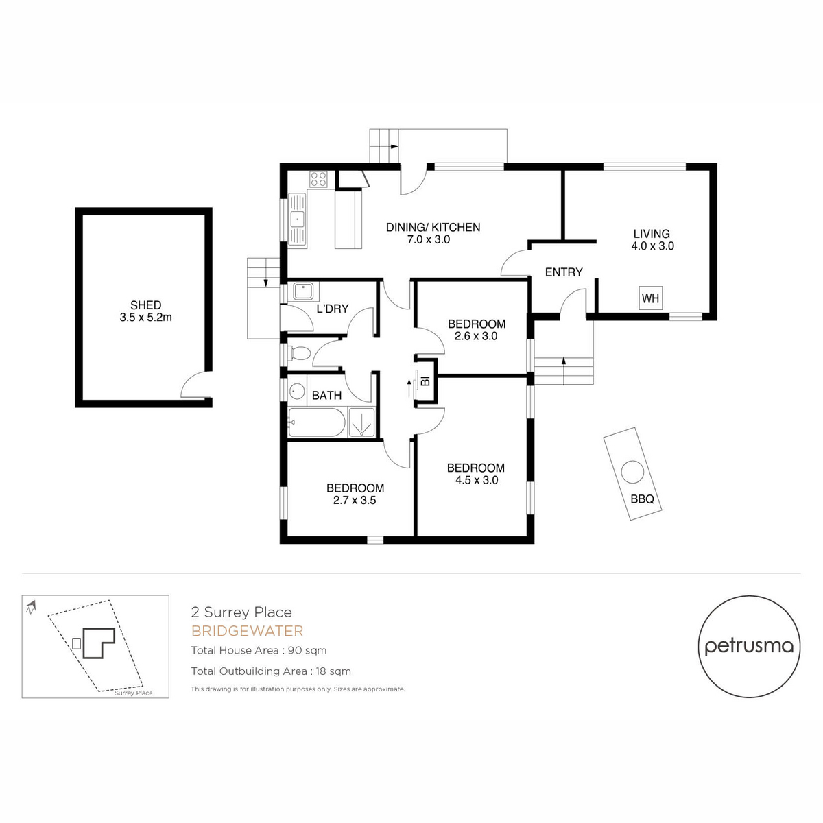 Floorplan of Homely house listing, 2 Surrey Place, Bridgewater TAS 7030