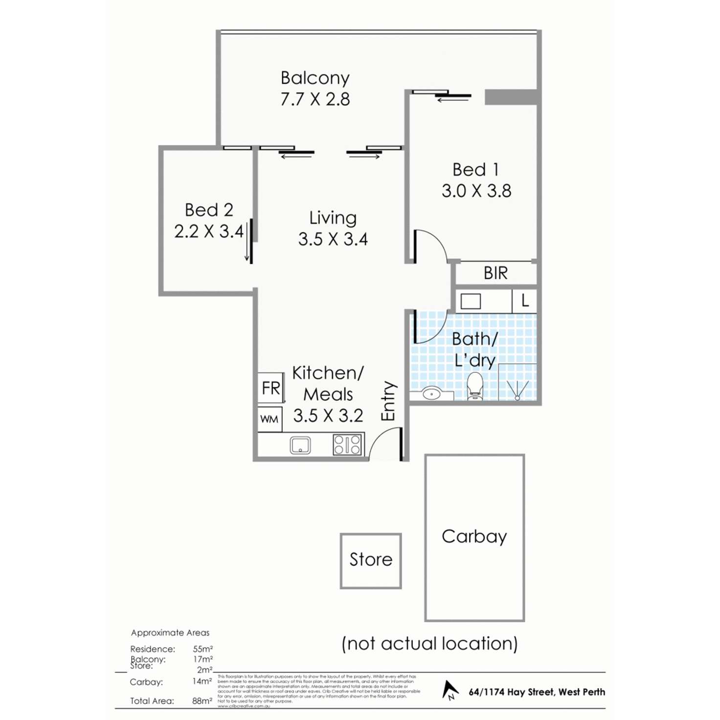 Floorplan of Homely apartment listing, 64/1178 Hay Street, West Perth WA 6005