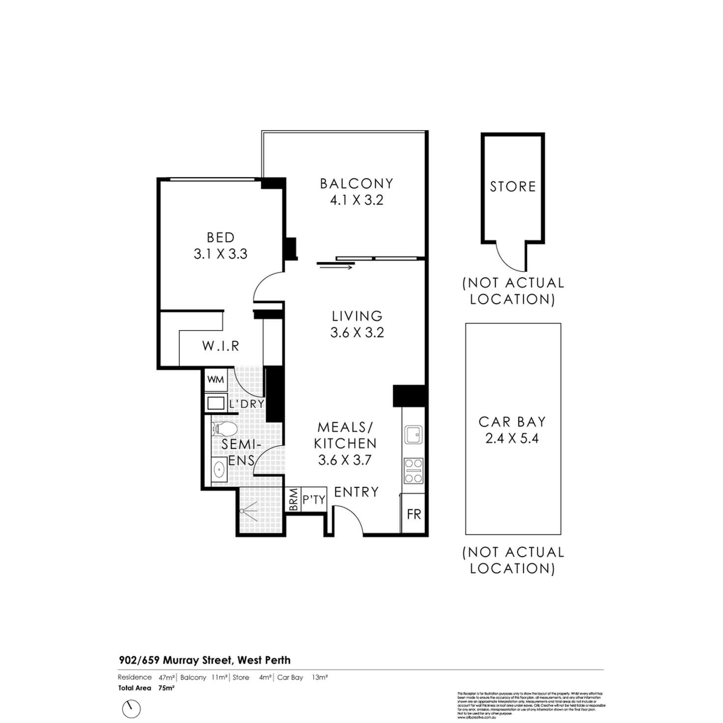 Floorplan of Homely apartment listing, 902/659 Murray Street, West Perth WA 6005