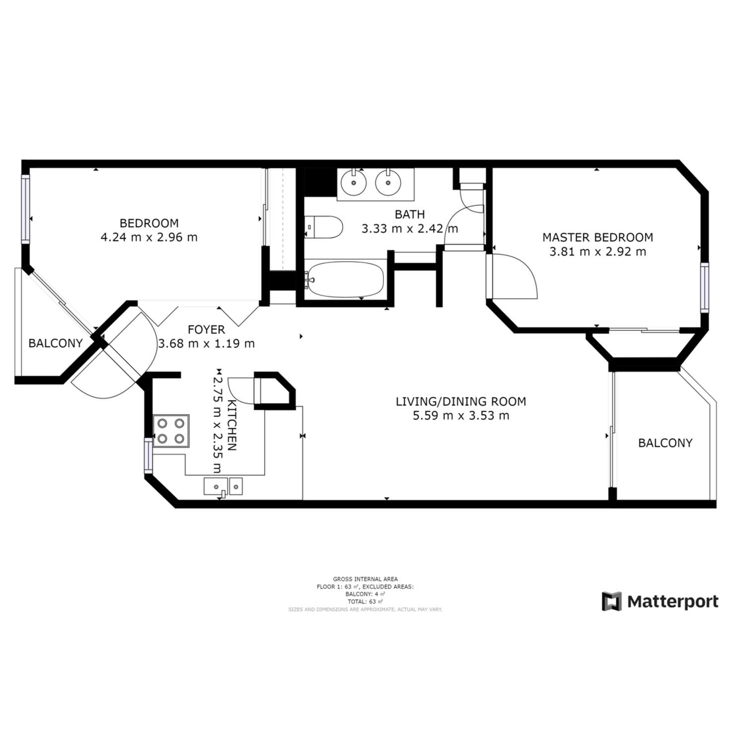 Floorplan of Homely apartment listing, 13/11 McAtee Court, Fremantle WA 6160