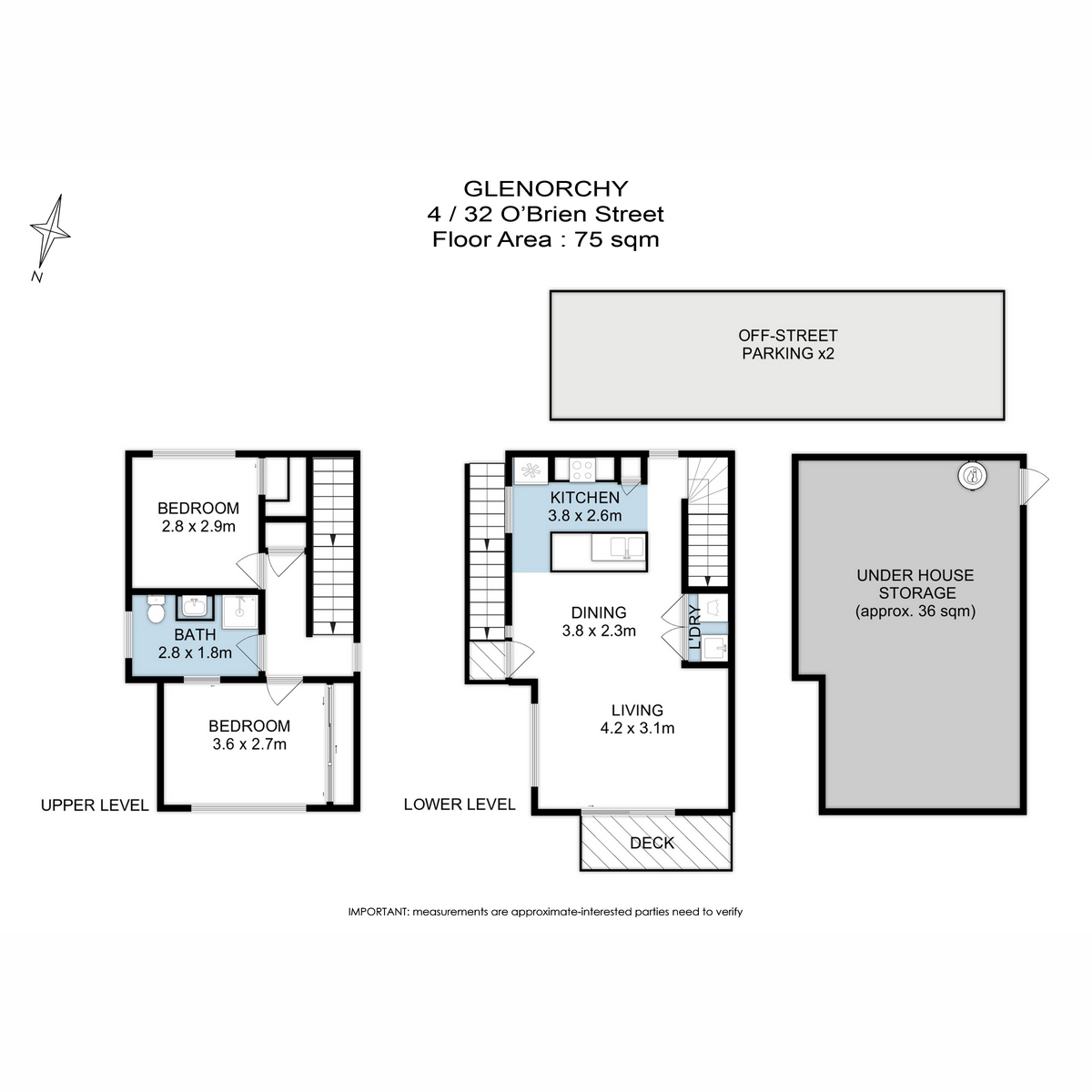 Floorplan of Homely unit listing, 4/32 O'Brien Street, Glenorchy TAS 7010