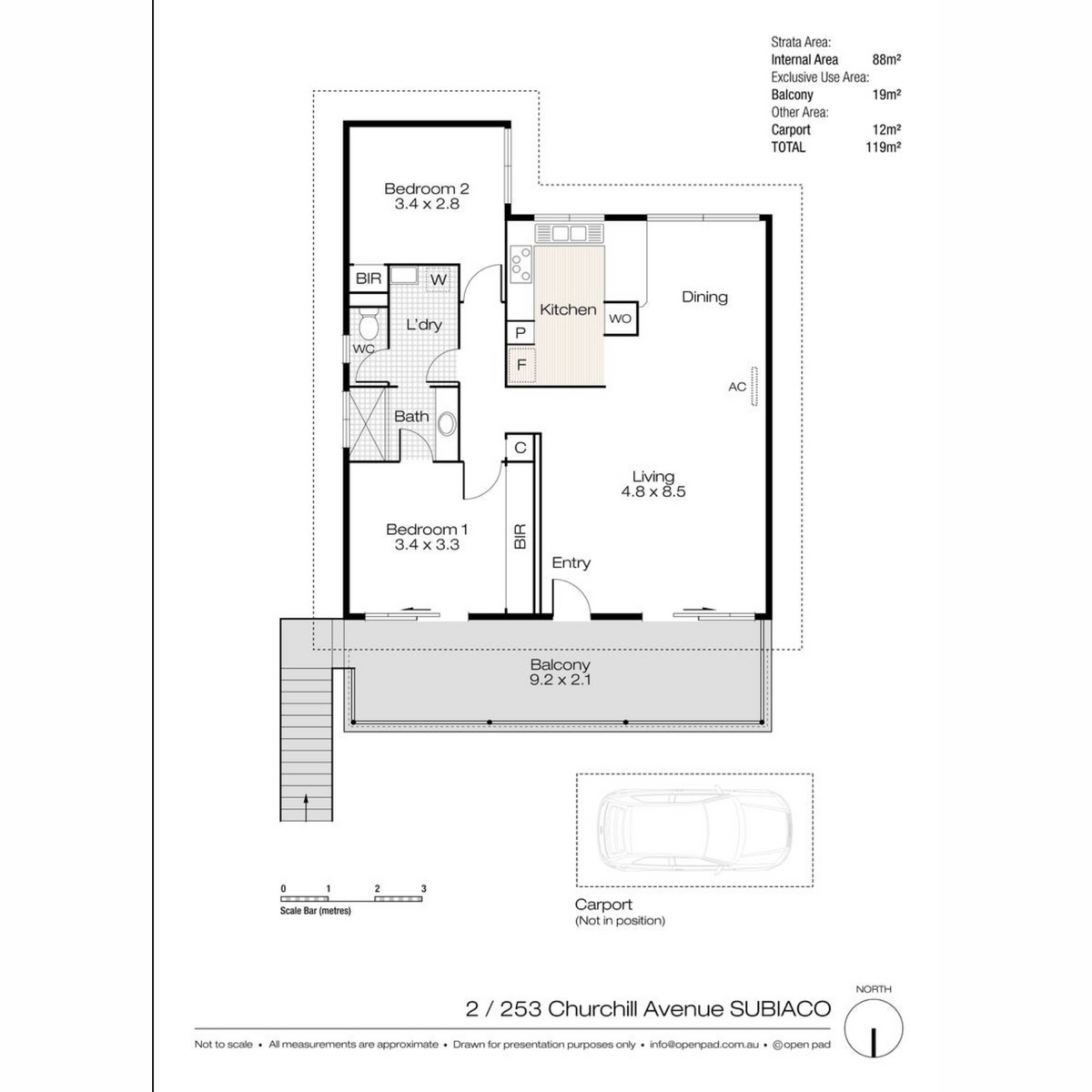 Floorplan of Homely apartment listing, 2/253 Churchill Avenue, Subiaco WA 6008