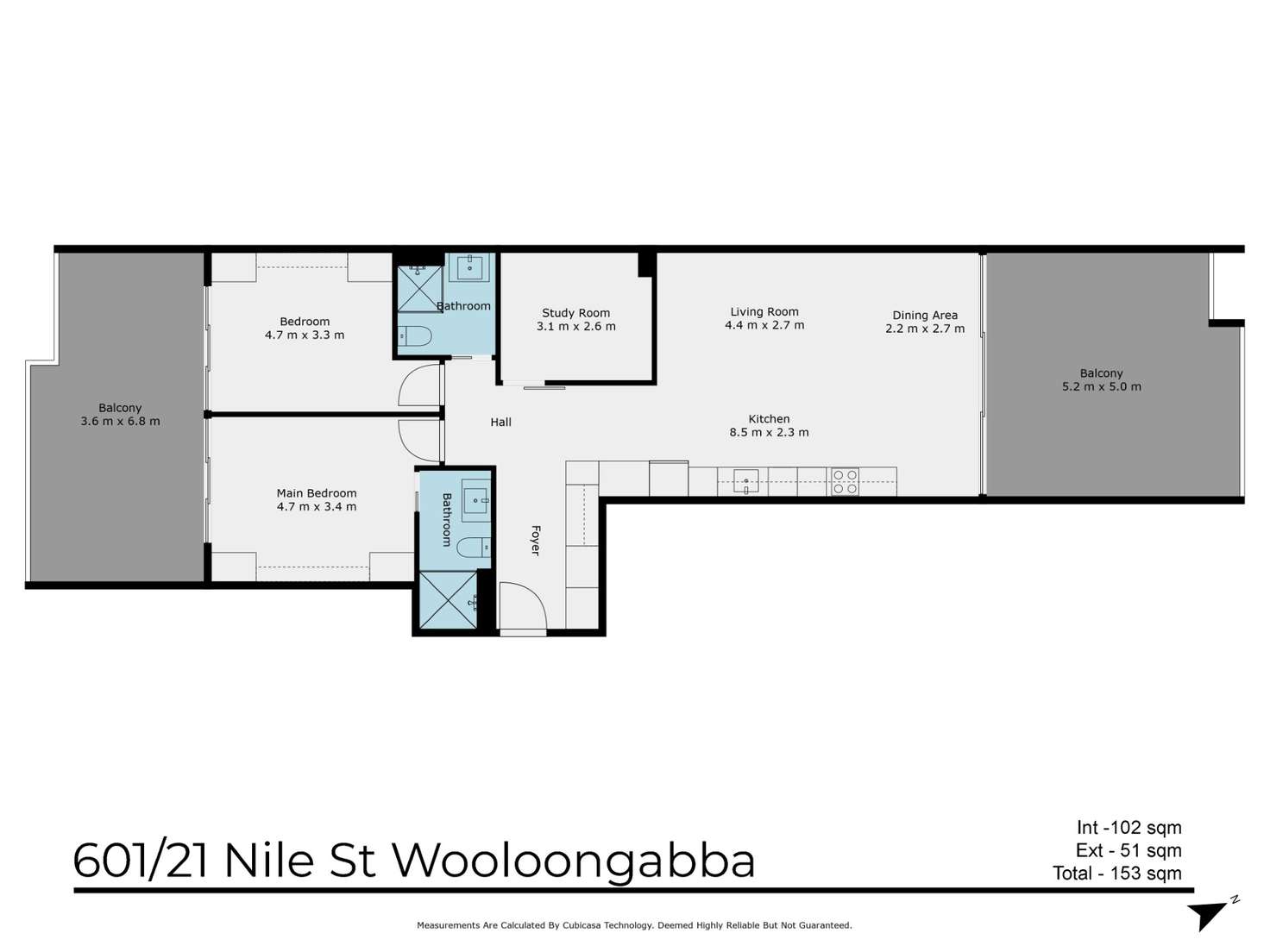 Floorplan of Homely unit listing, 601/21 Nile Street, Woolloongabba QLD 4102