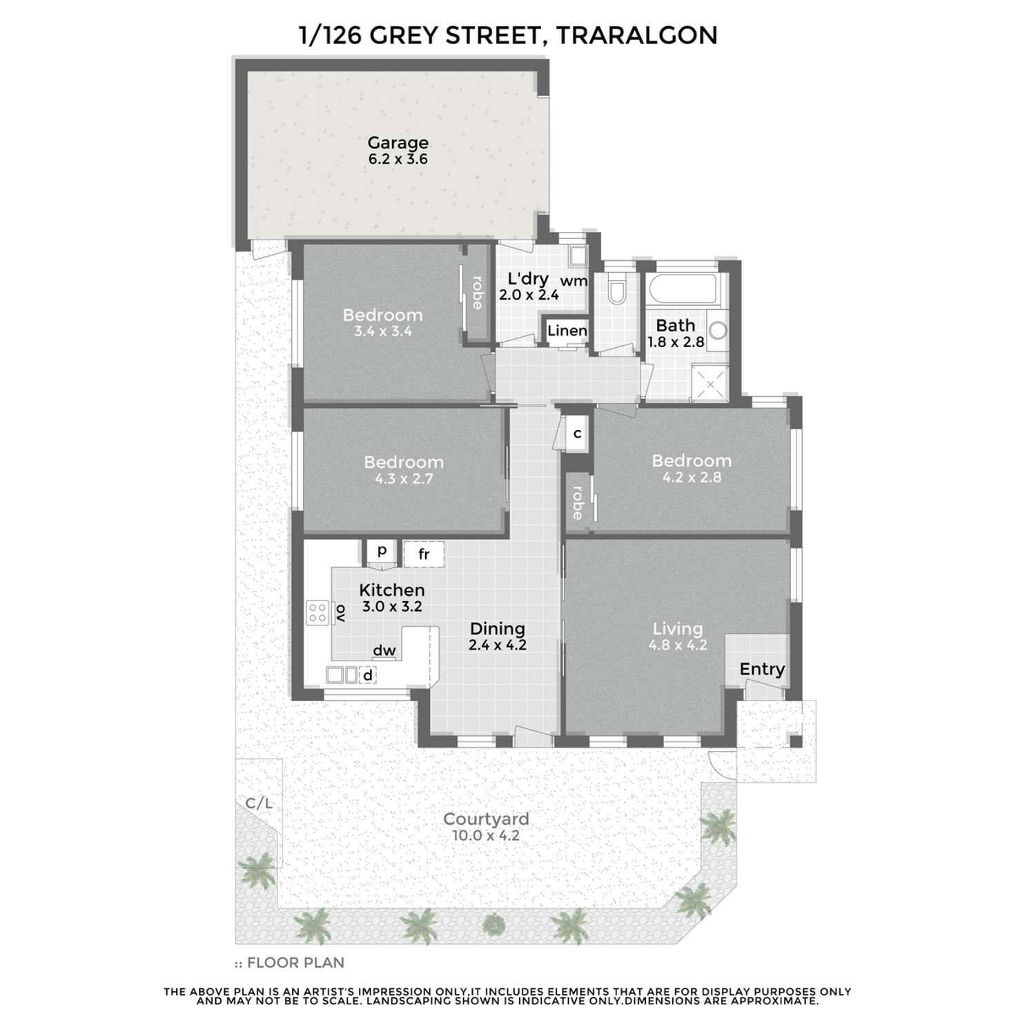 Floorplan of Homely townhouse listing, 1/126 Grey Street, Traralgon VIC 3844