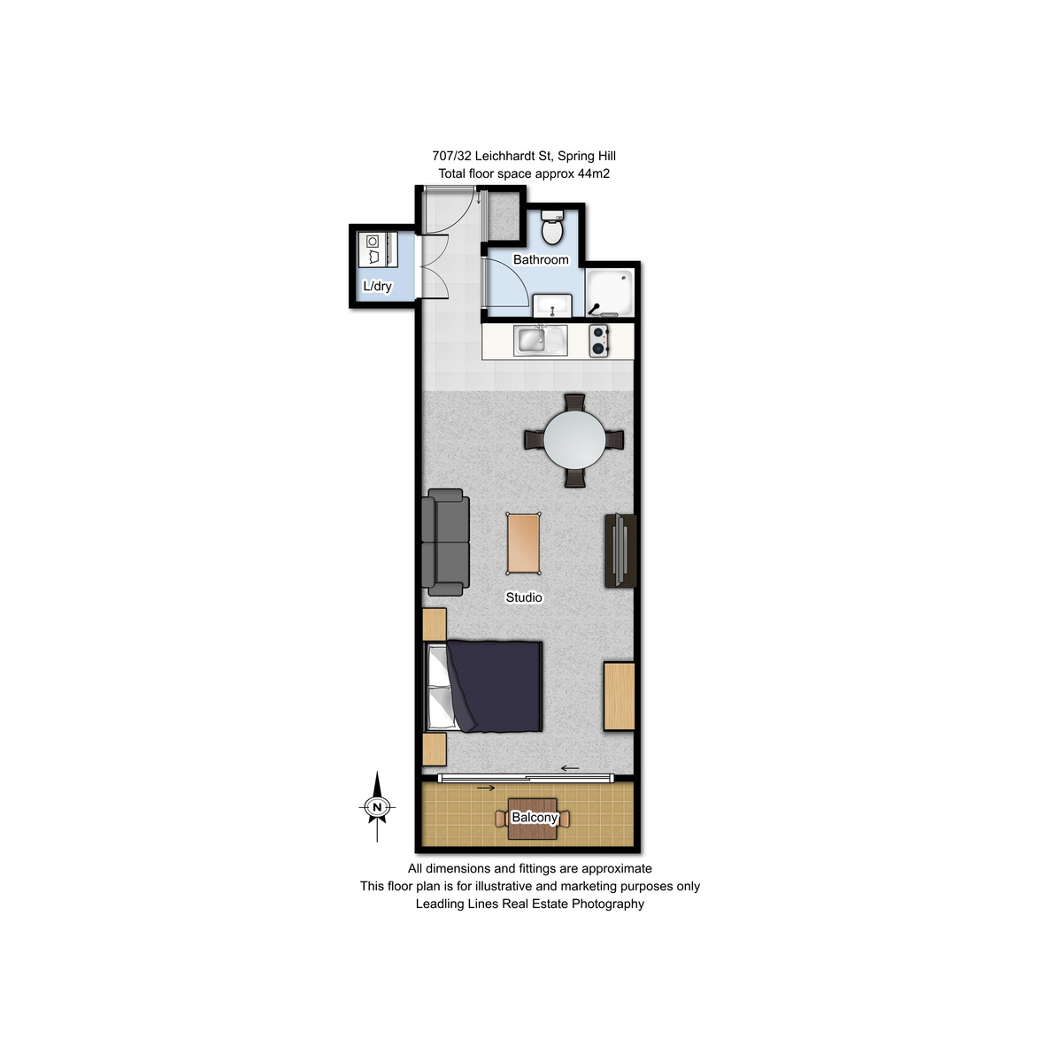 Floorplan of Homely apartment listing, 707/32 Leichhardt Street, Spring Hill QLD 4000