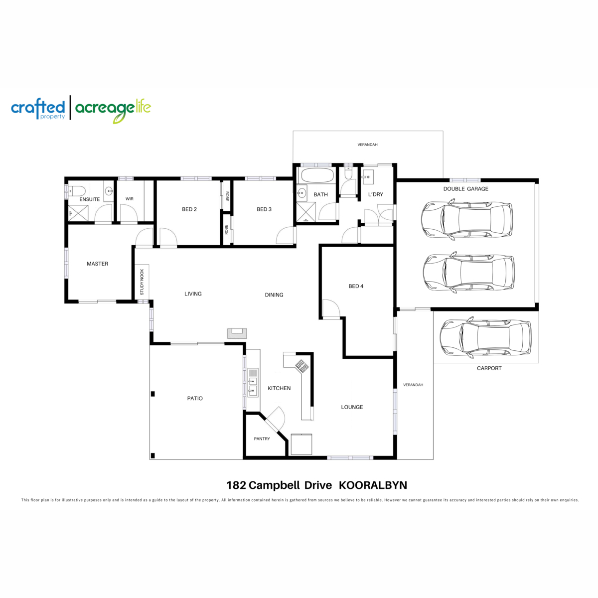 Floorplan of Homely acreageSemiRural listing, 182 Campbell Drive, Kooralbyn QLD 4285