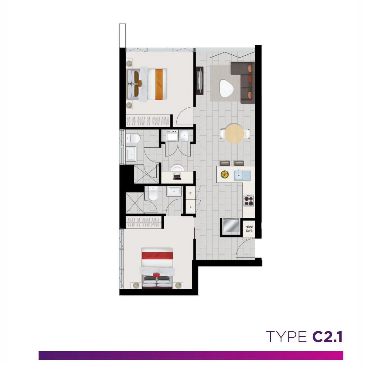 Floorplan of Homely apartment listing, 1001/977 Ann Street, Fortitude Valley QLD 4006