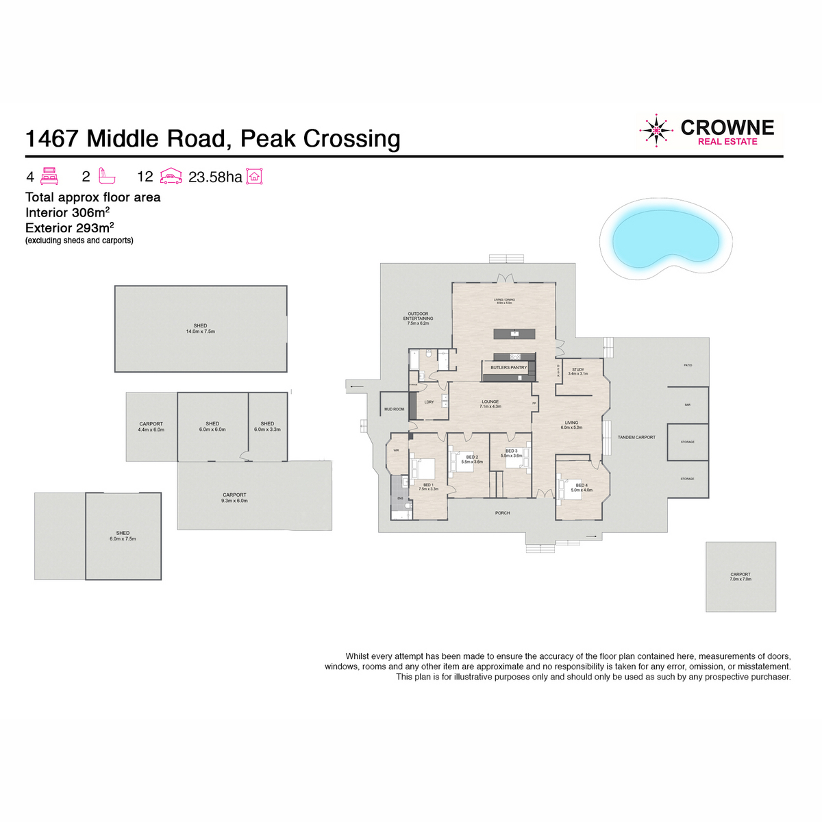 Floorplan of Homely acreageSemiRural listing, 1467 Middle Road, Peak Crossing QLD 4306