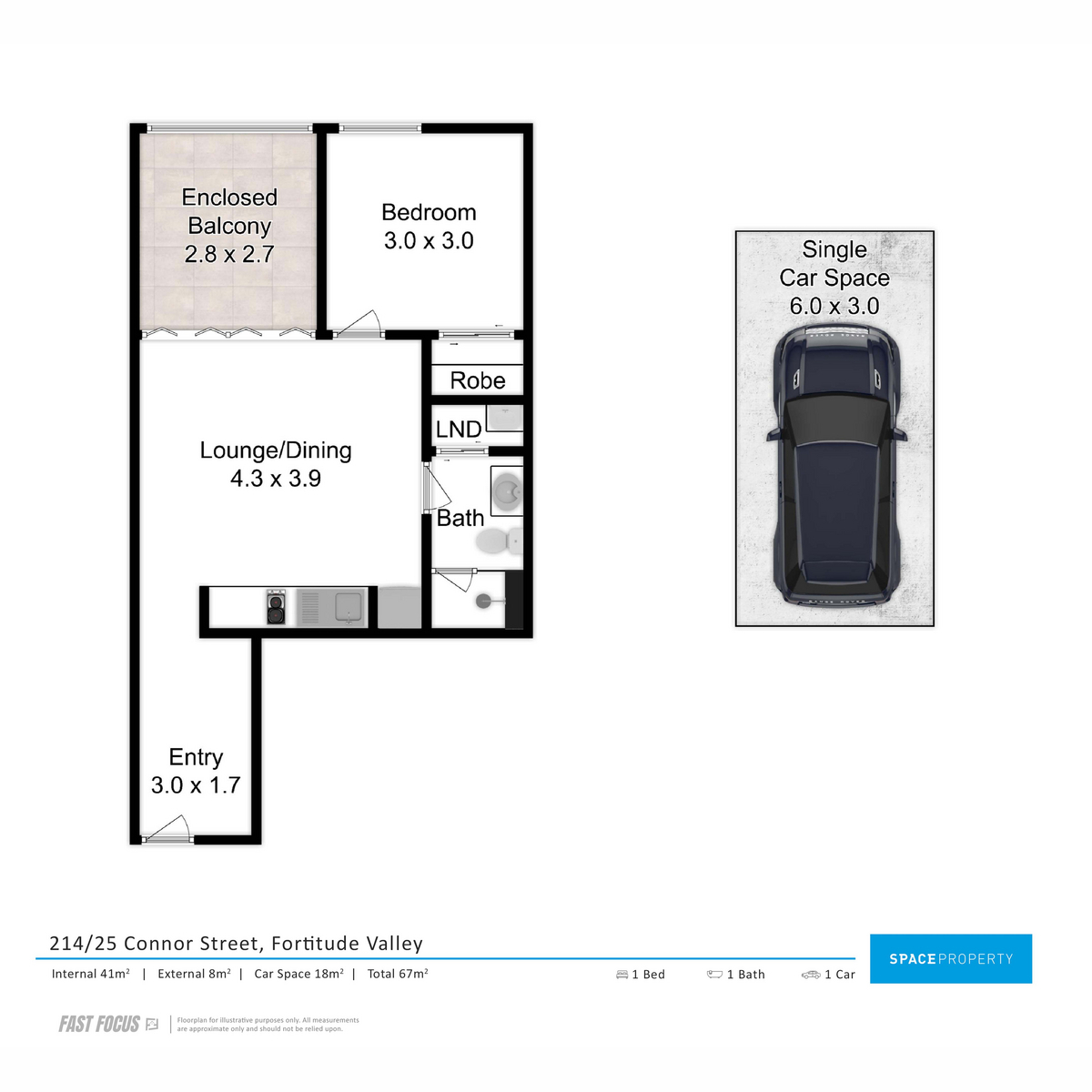 Floorplan of Homely apartment listing, 214/25 Connor Street, Fortitude Valley QLD 4006