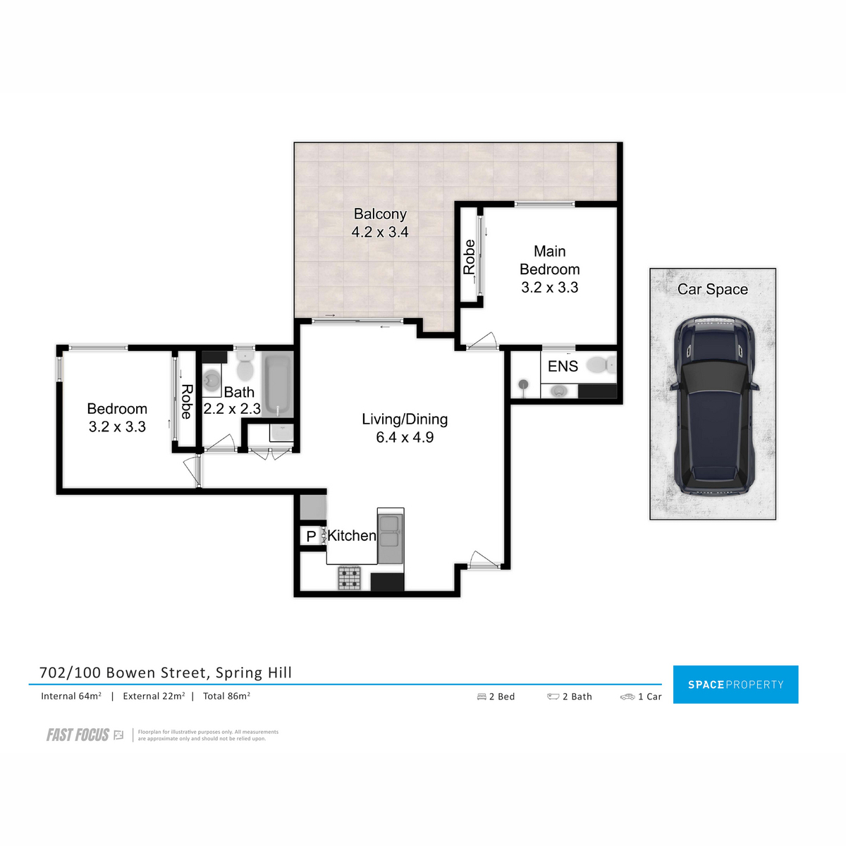 Floorplan of Homely apartment listing, 702/100 Bowen Street, Spring Hill QLD 4000