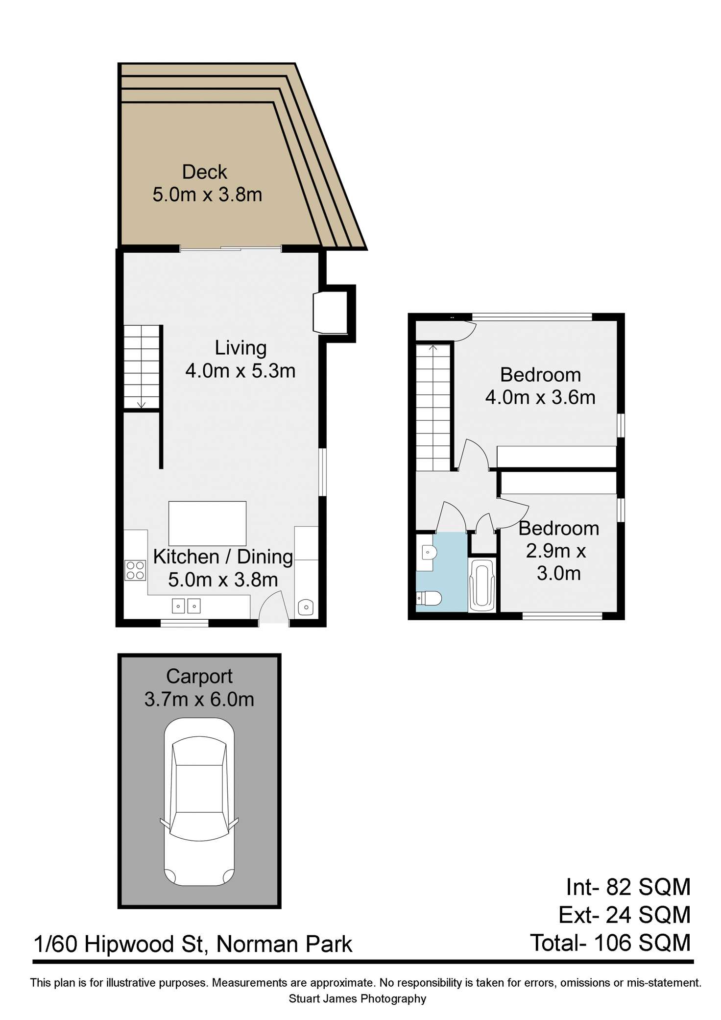 Floorplan of Homely townhouse listing, 1/60 Hipwood Street, Norman Park QLD 4170
