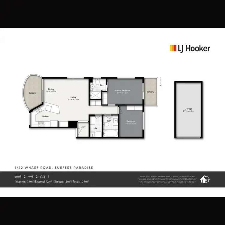 Floorplan of Homely unit listing, 1/22 Wharf Road, Surfers Paradise QLD 4217
