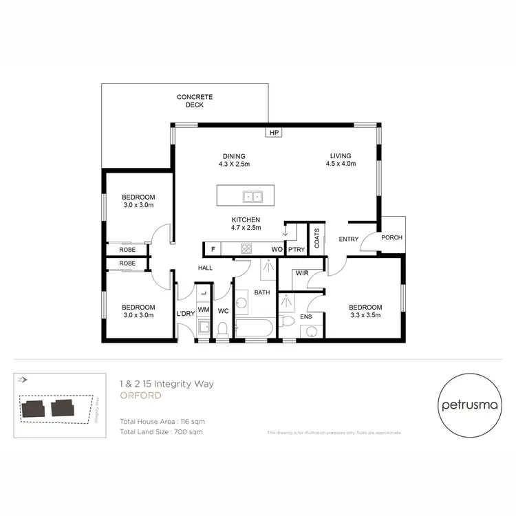 Floorplan of Homely unit listing, 1/15 Integrity Way, Orford TAS 7190