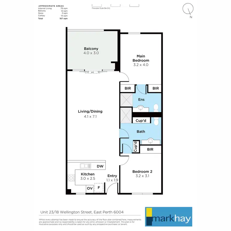 Floorplan of Homely apartment listing, 23/18 Wellington Street, East Perth WA 6004