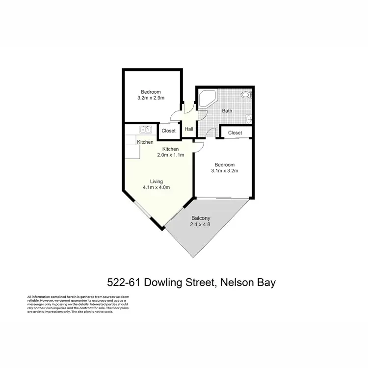 Floorplan of Homely apartment listing, 522/61 Dowling Street, Nelson Bay NSW 2315