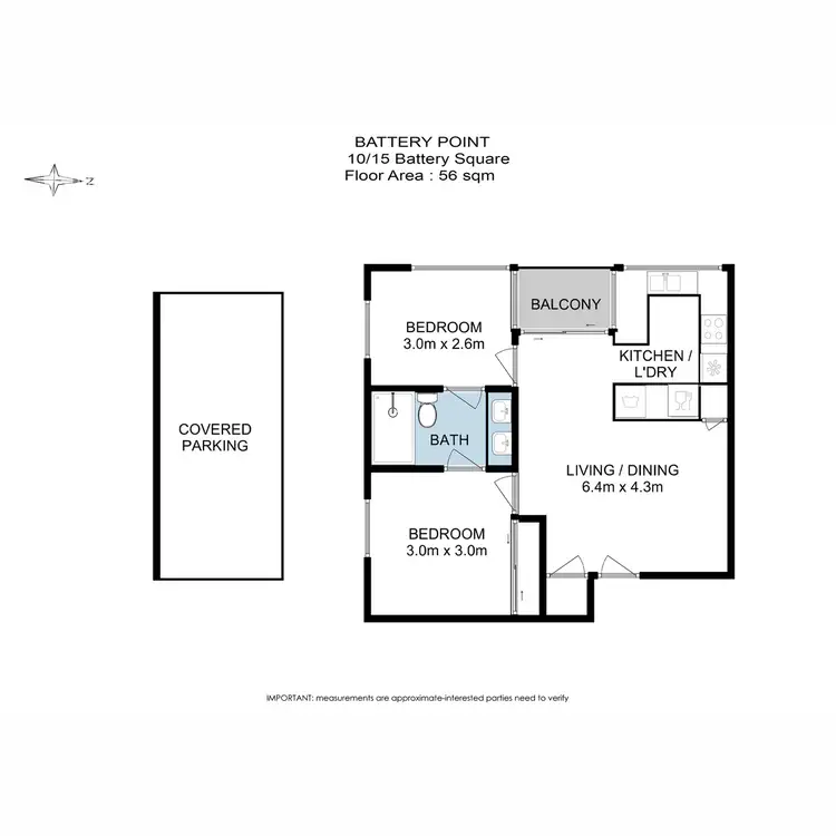 Floorplan of Homely apartment listing, 10/15 Battery Square, Battery Point TAS 7004
