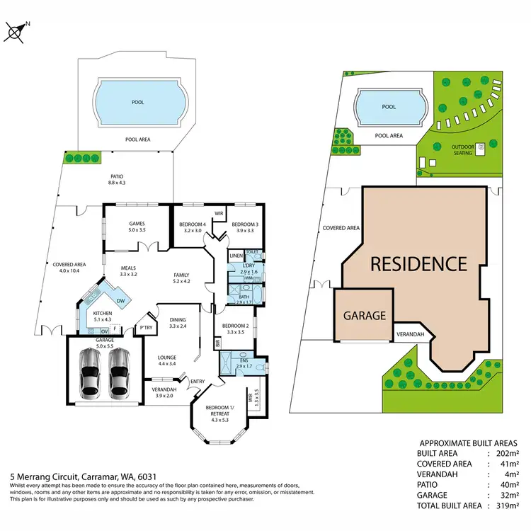 Floorplan of Homely house listing, 5 Merrang Circuit, Carramar WA 6031
