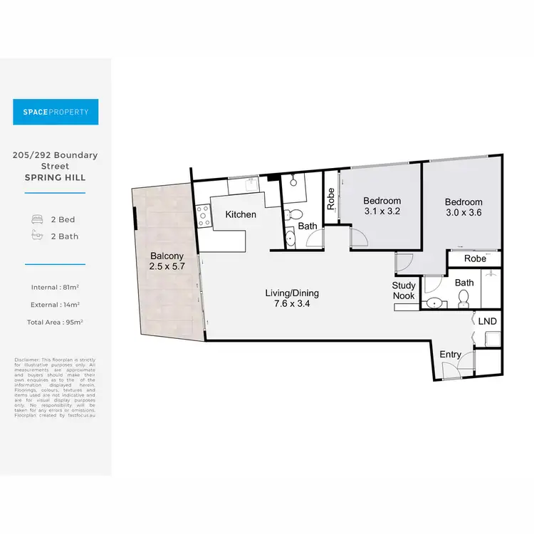Floorplan of Homely apartment listing, 205/292 Boundary Street, Spring Hill QLD 4000