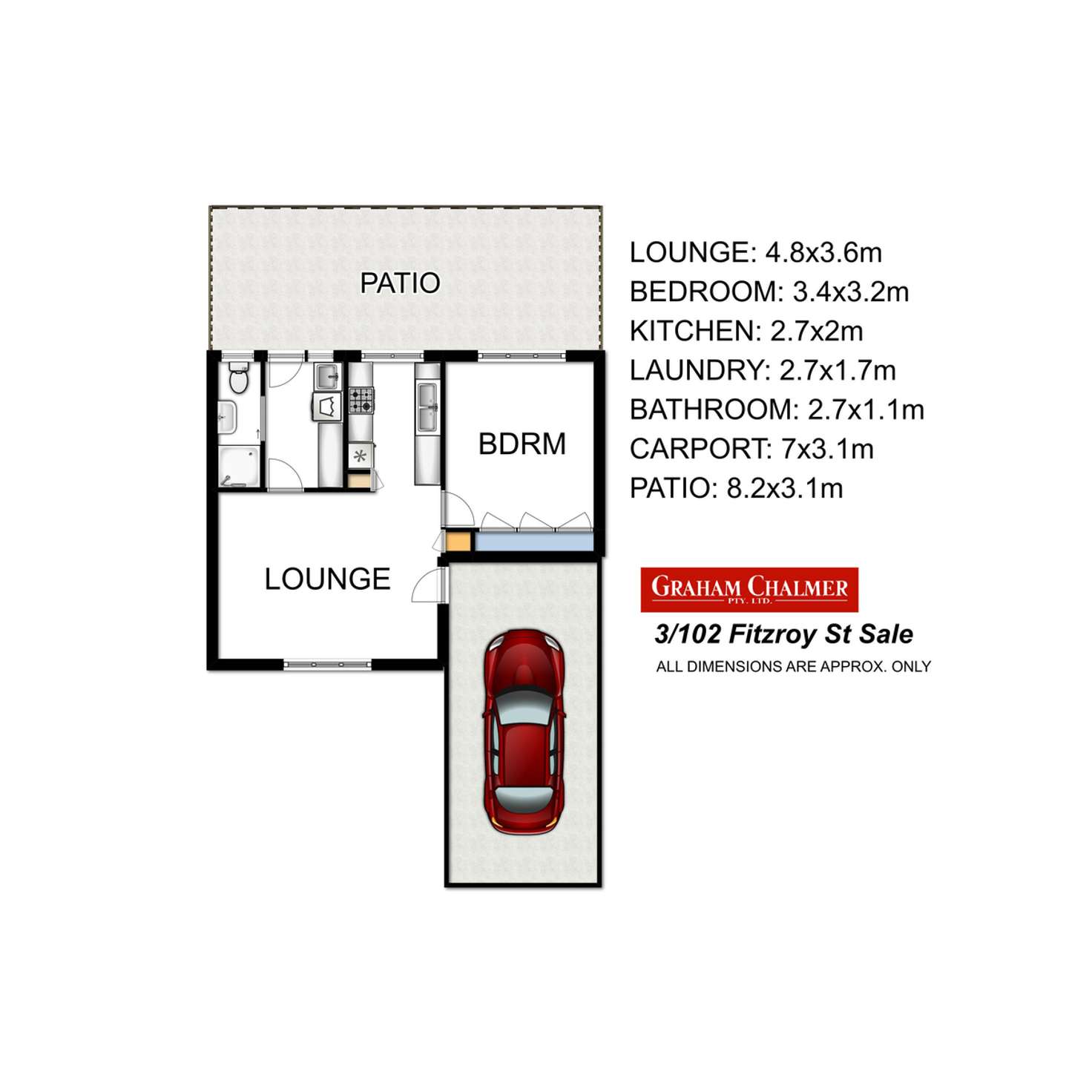 Floorplan of Homely unit listing, 3/102 Fitzroy Street, Sale VIC 3850