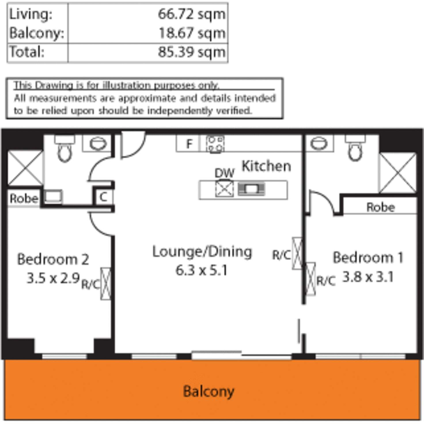 Floorplan of Homely apartment listing, 208/47 Fifth Street, Bowden SA 5007