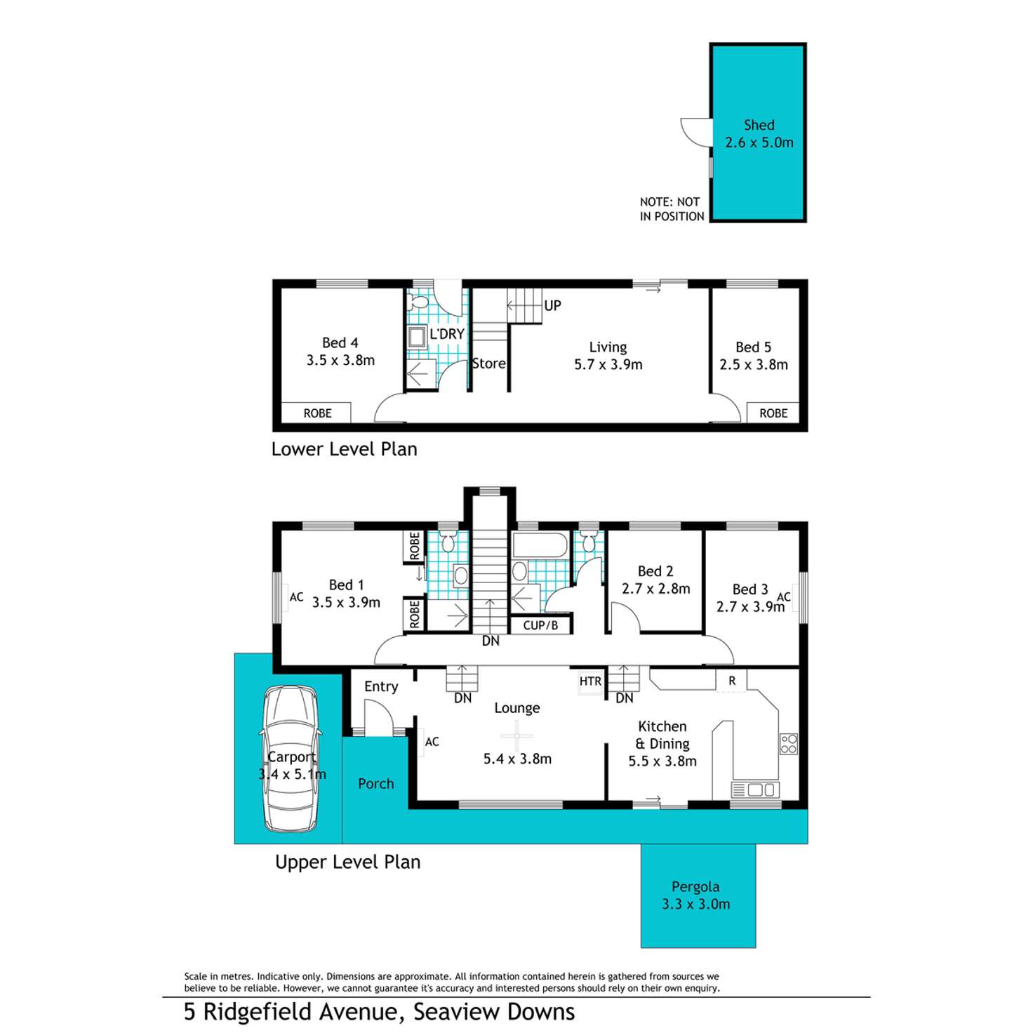 Floorplan of Homely house listing, 5 Ridgefield Avenue, Seaview Downs SA 5049