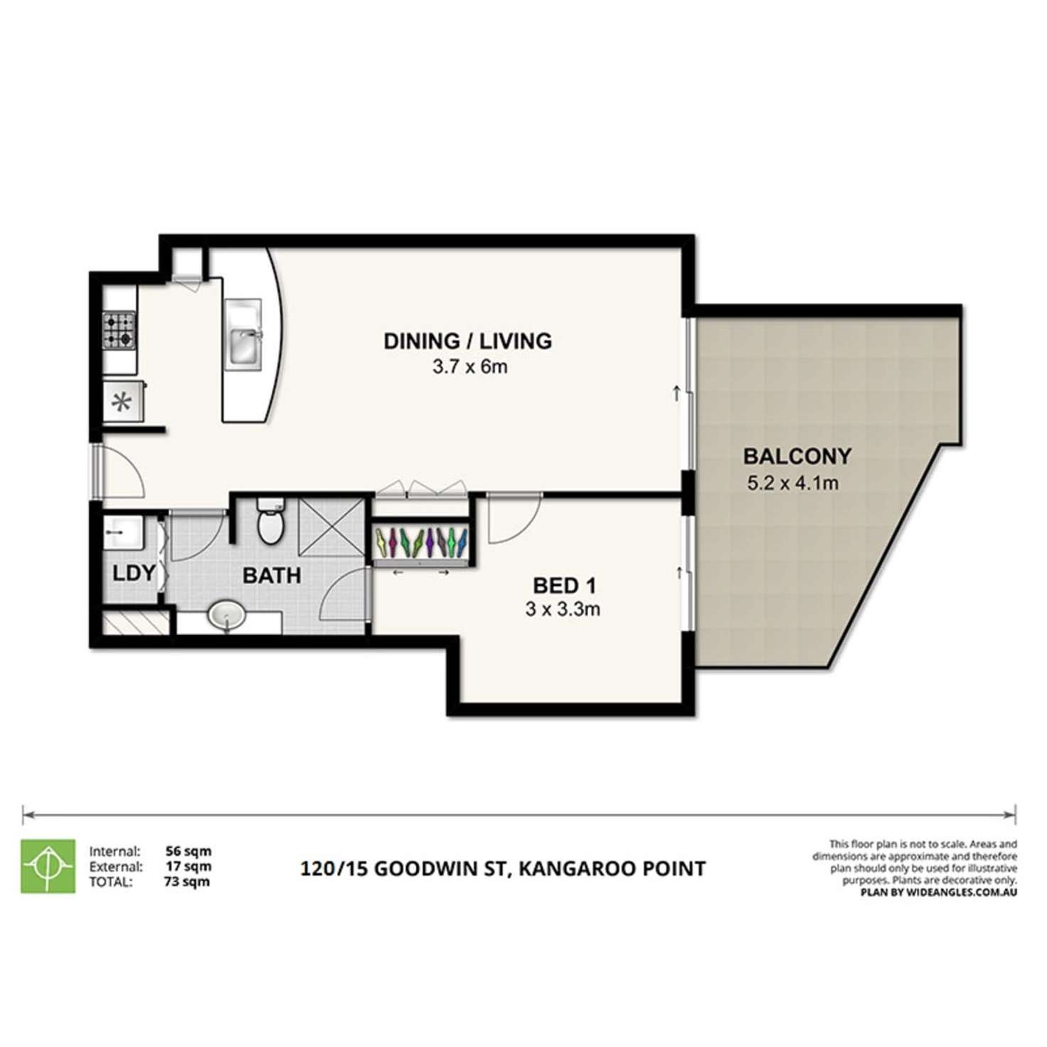 Floorplan of Homely apartment listing, 120/15 Goodwin Street, Kangaroo Point QLD 4169