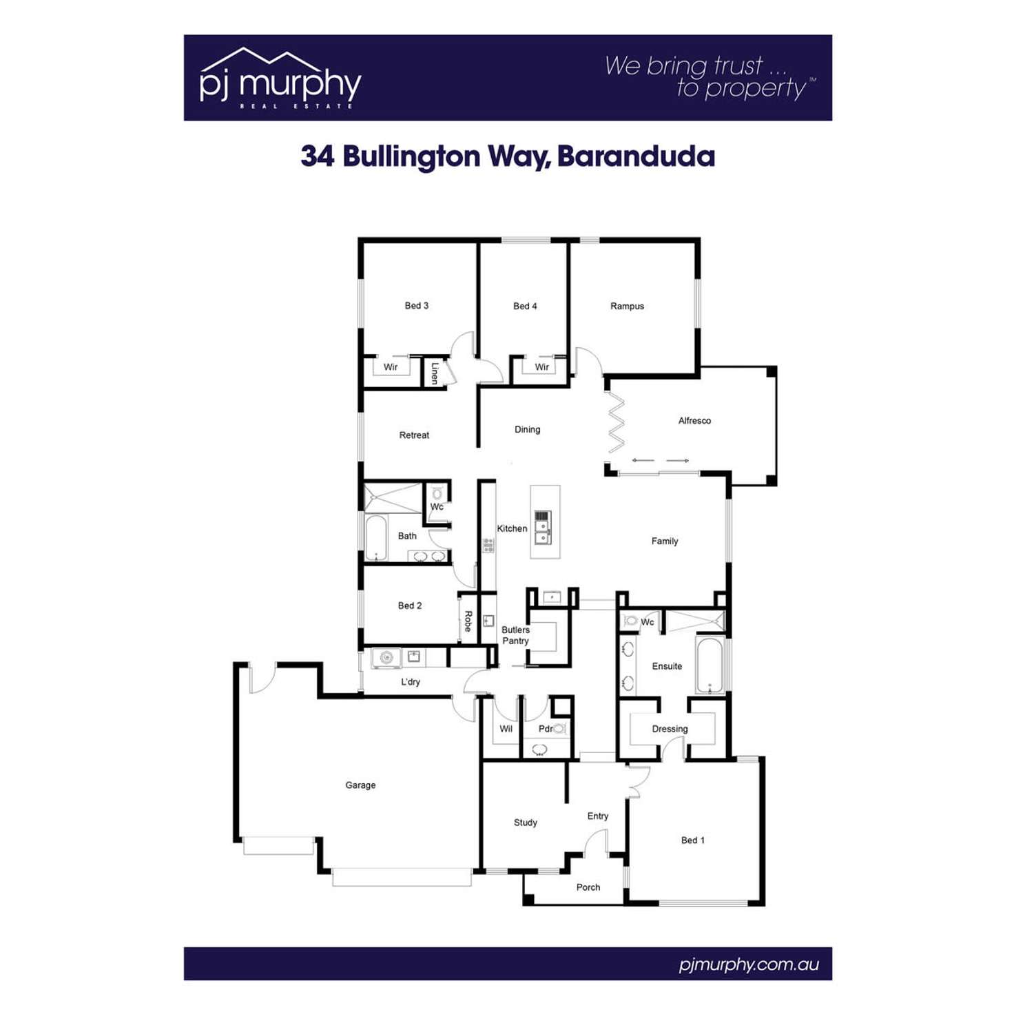 Floorplan of Homely house listing, 34 Bullington Way, Baranduda VIC 3691