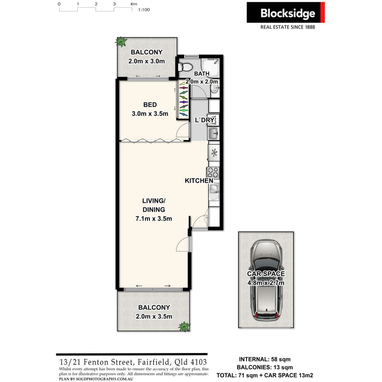 Floorplan of Homely apartment listing, 13/21 Fenton Street, Fairfield QLD 4103