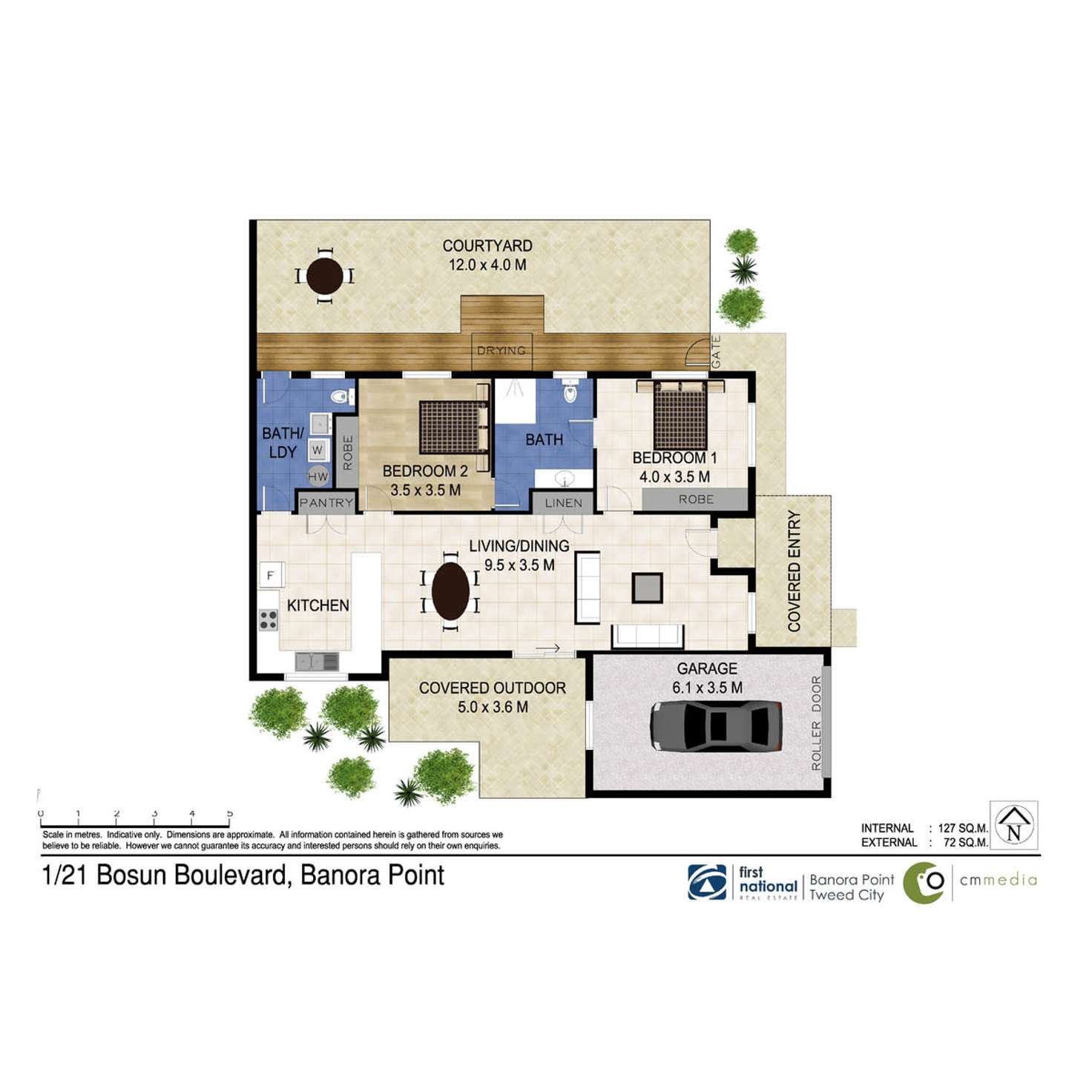 Floorplan of Homely semiDetached listing, 1/21 Bosun Boulevard, Banora Point NSW 2486