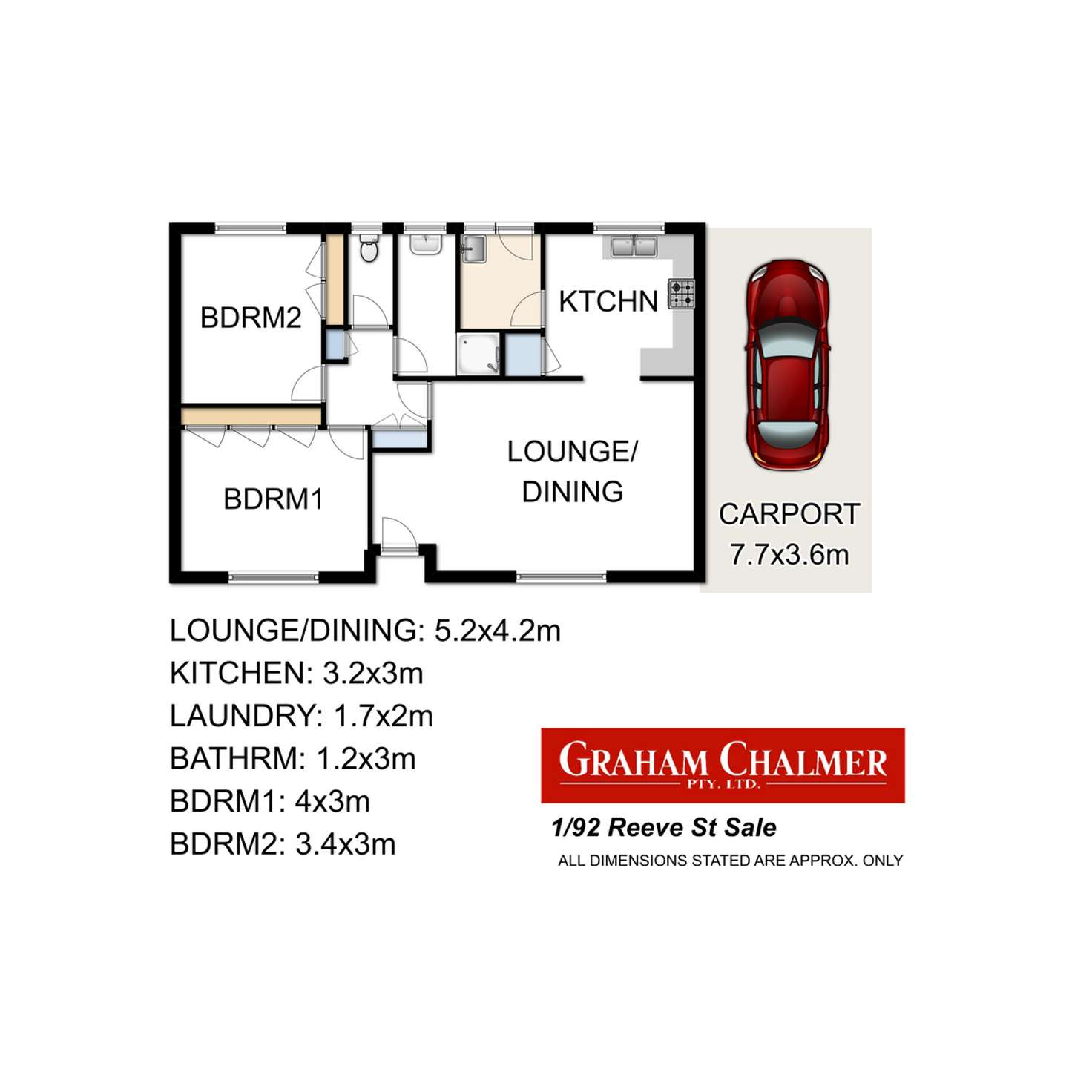 Floorplan of Homely townhouse listing, 1/92 Reeve Street, Sale VIC 3850