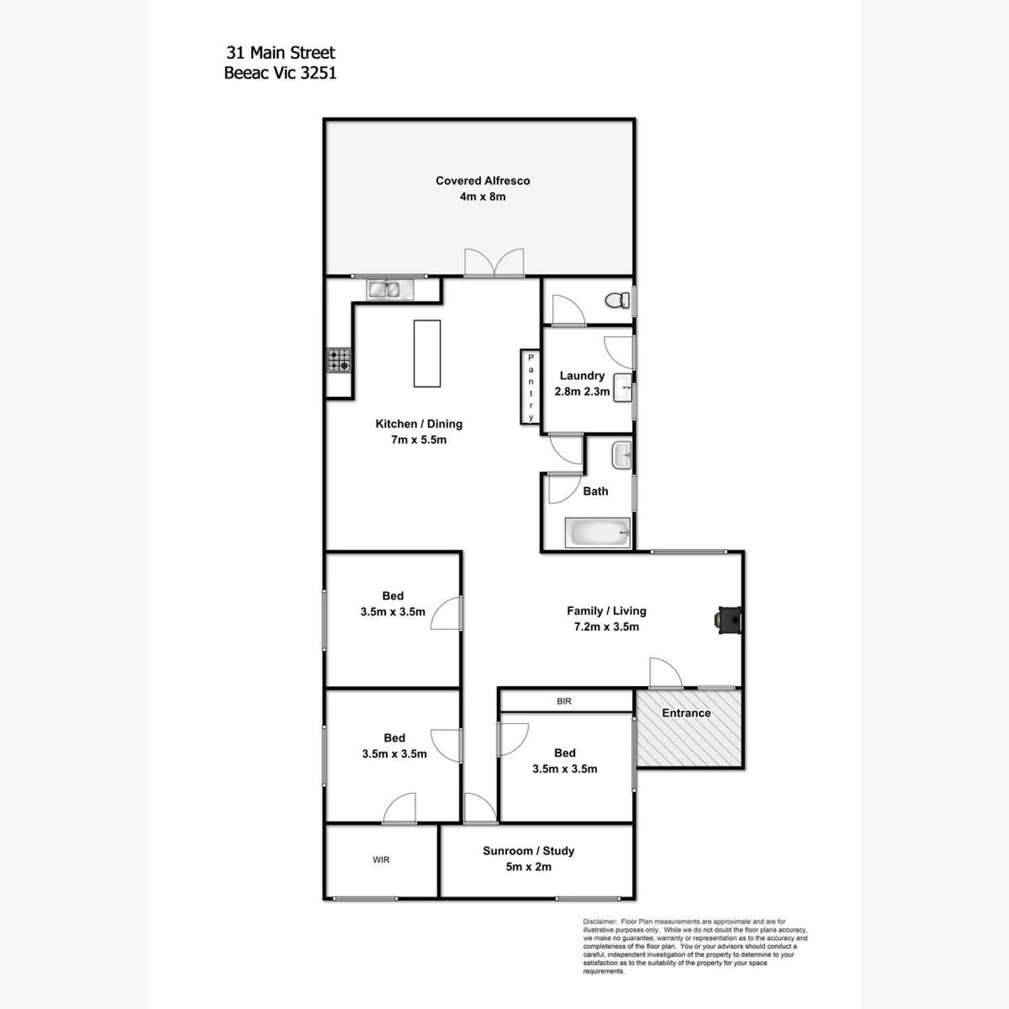 Floorplan of Homely acreageSemiRural listing, 31 Main Street, Beeac VIC 3251