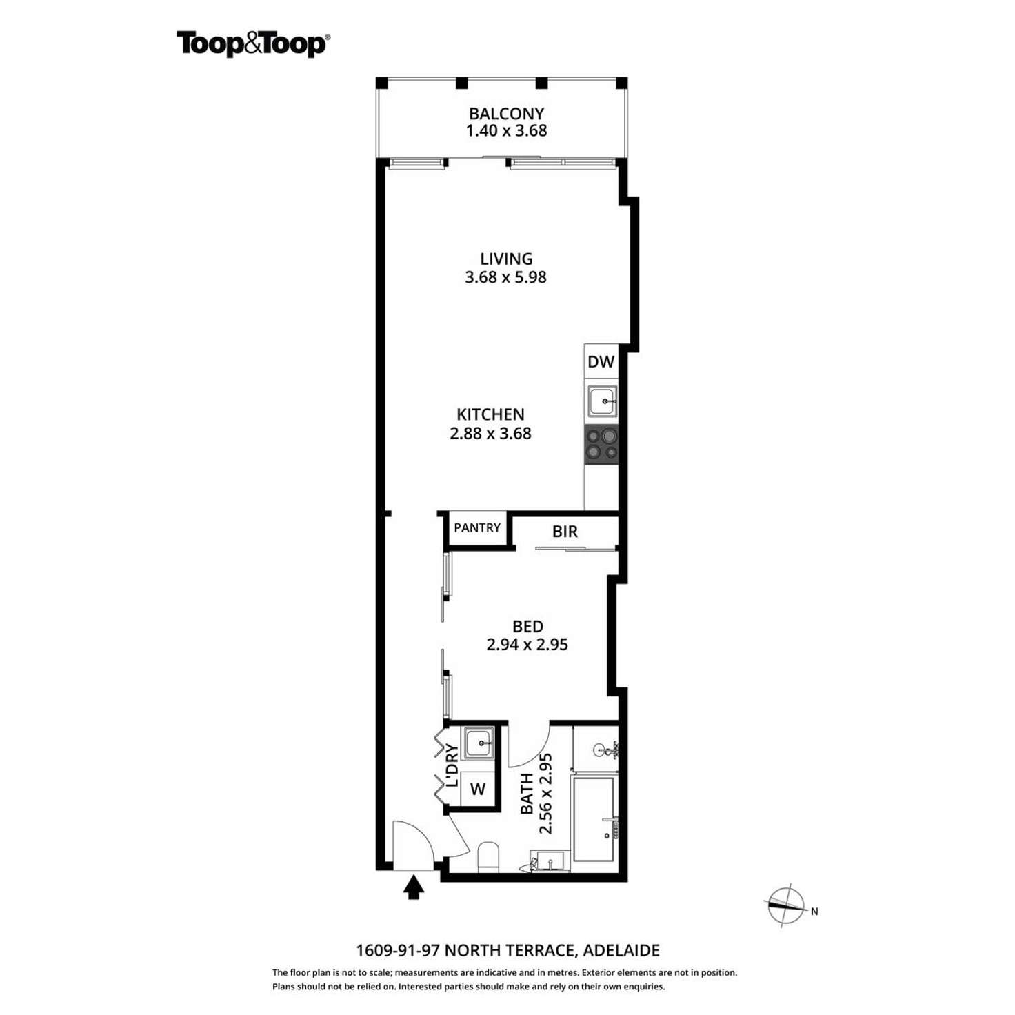 Floorplan of Homely apartment listing, 1609/91-97 North Terrace, Adelaide SA 5000