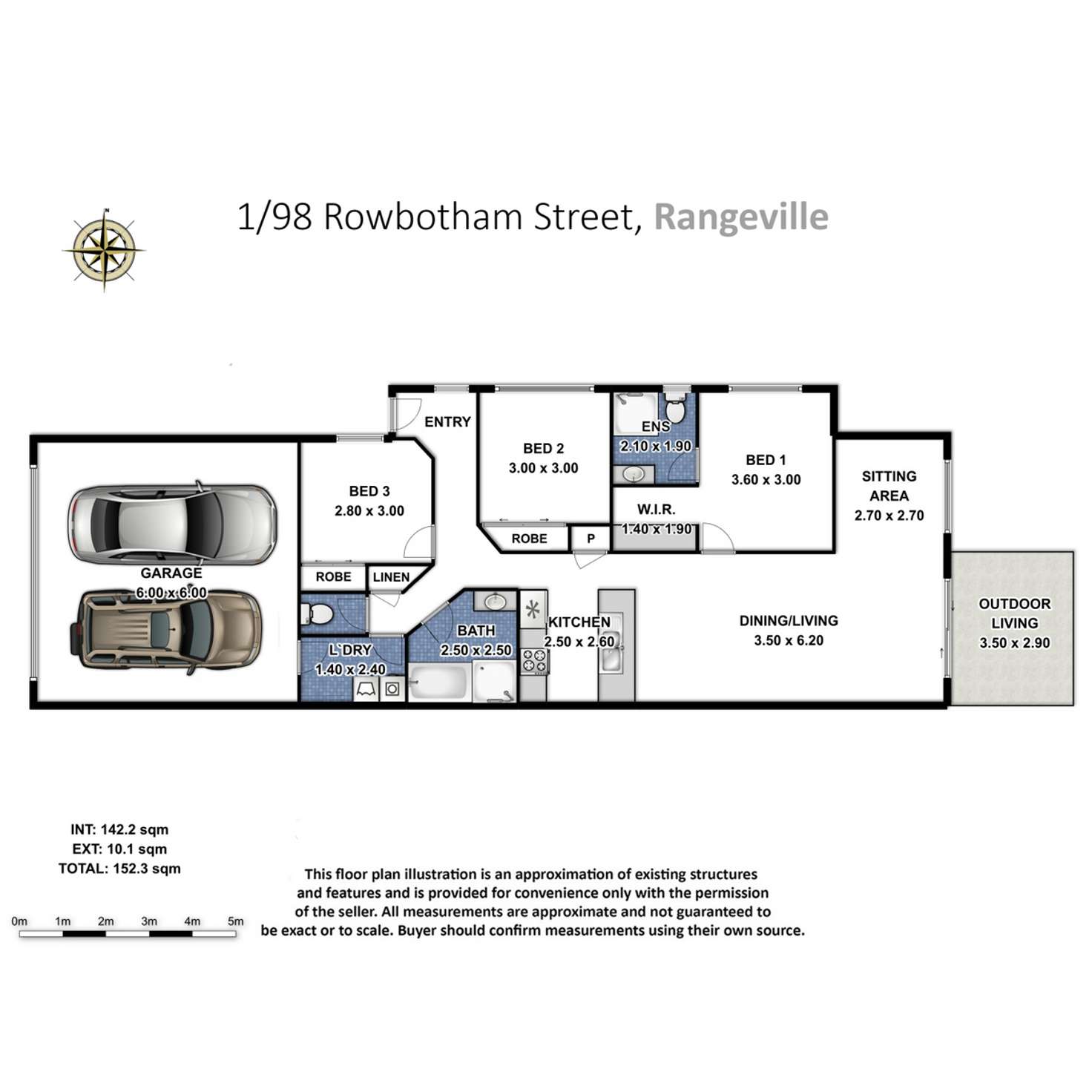 Floorplan of Homely unit listing, 1/98A Rowbotham Street, Rangeville QLD 4350