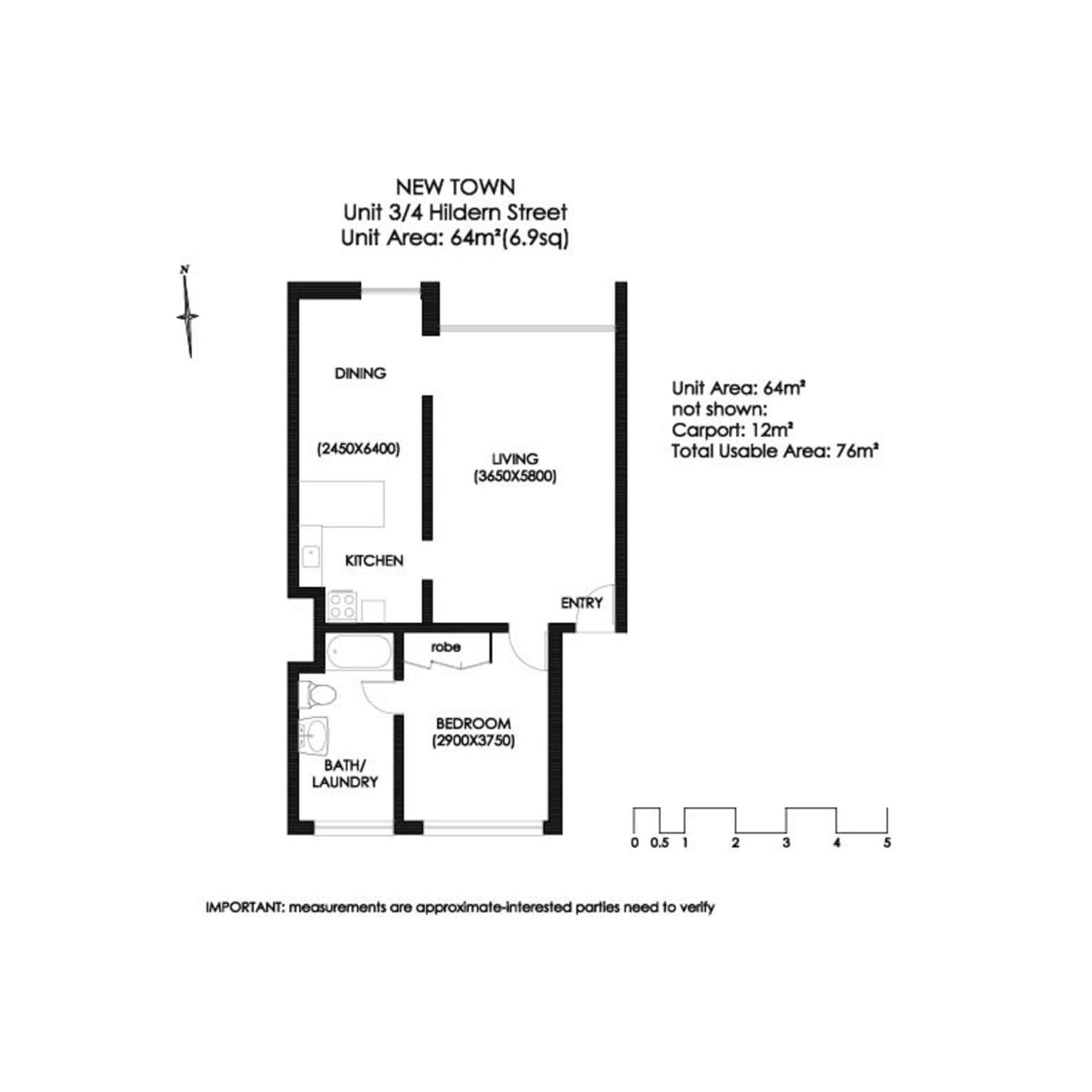 Floorplan of Homely unit listing, 3/4 Hildern Street, New Town TAS 7008