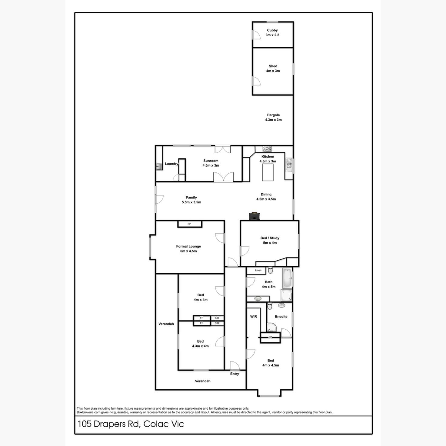 Floorplan of Homely acreageSemiRural listing, 105 Drapers Road, Colac VIC 3250
